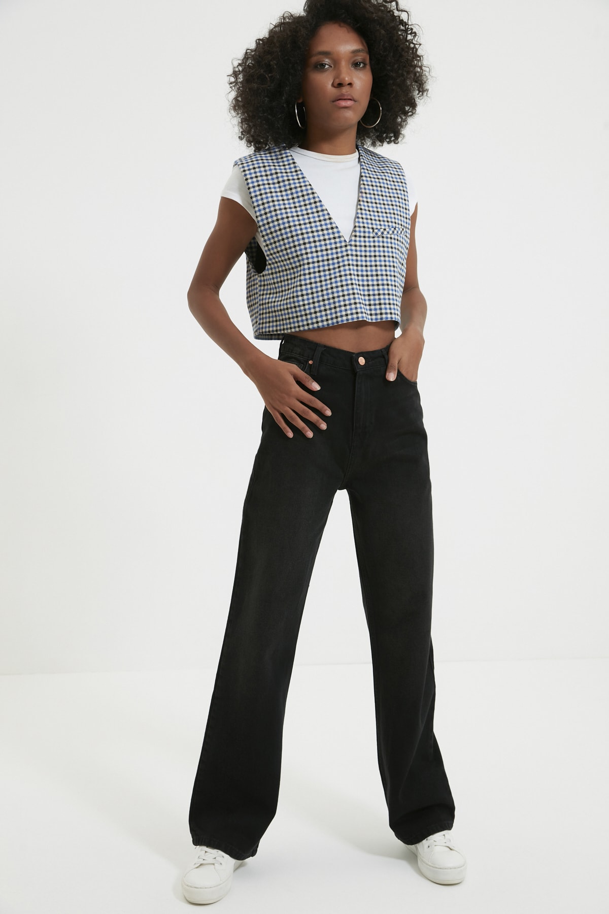 TRENDYOLMİLLA Antrasit Yüksek Bel 90's Wide Leg Jeans TWOAW22JE1506