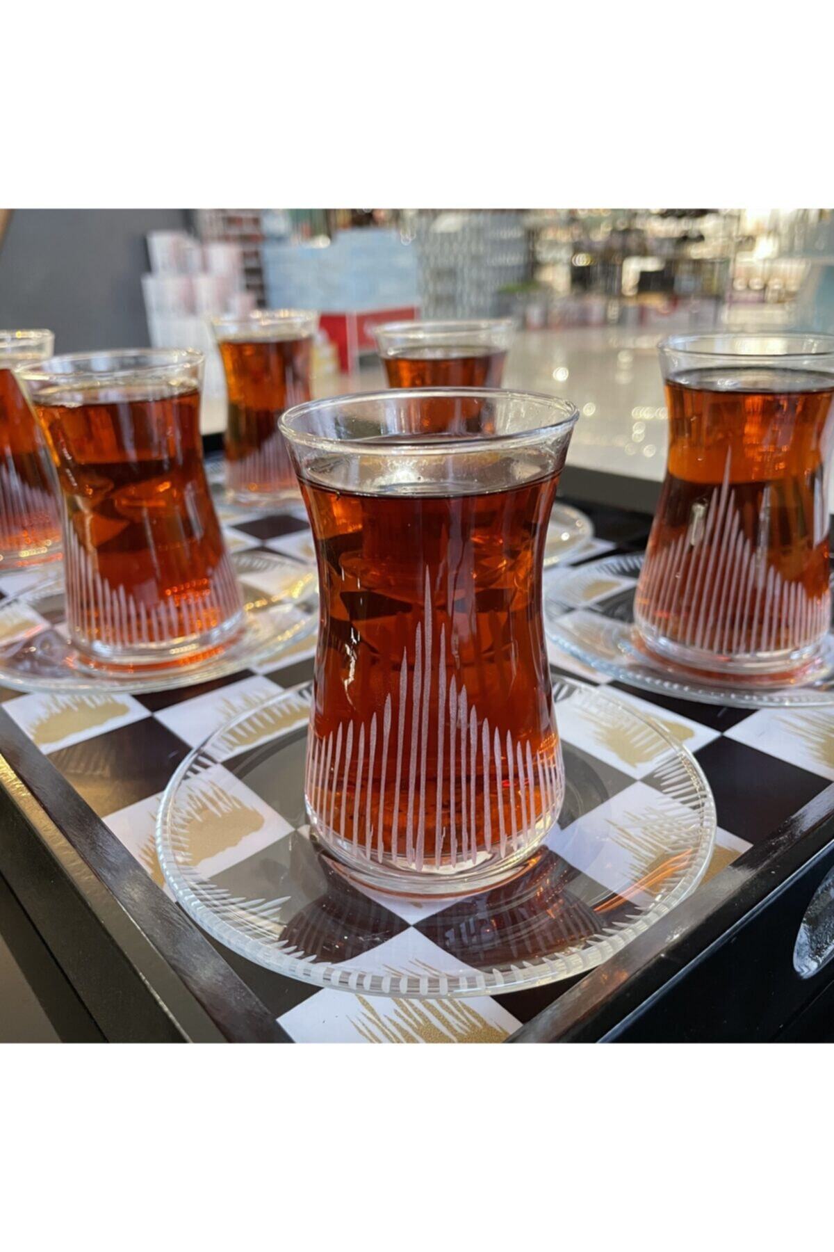 Paşabahçe Heybeli 12 Parça Çay Seti El Dekorlu