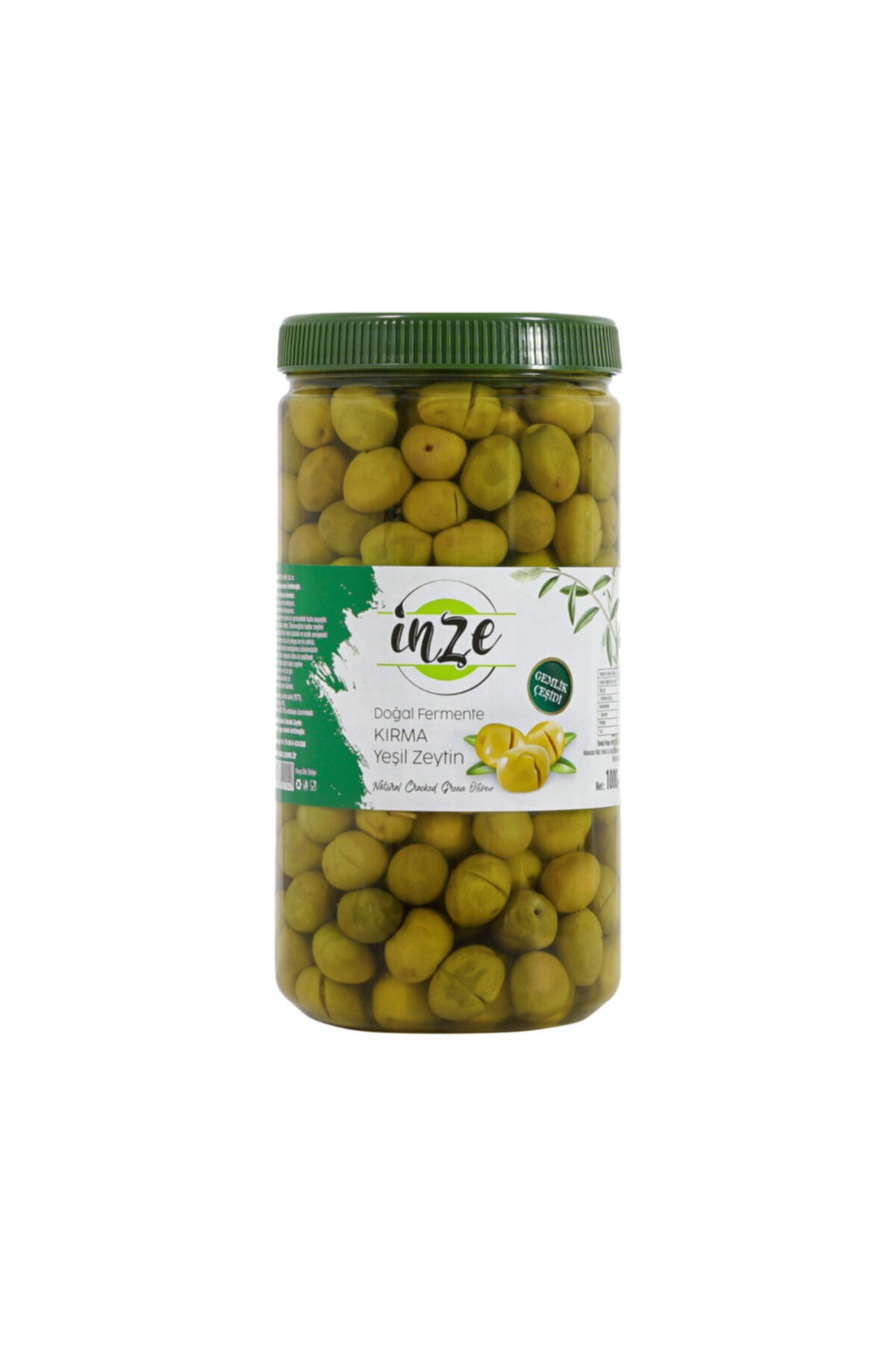 İnze Doğal Fermente Gemlik Kırma Yeşil Zeytin 1 Kg