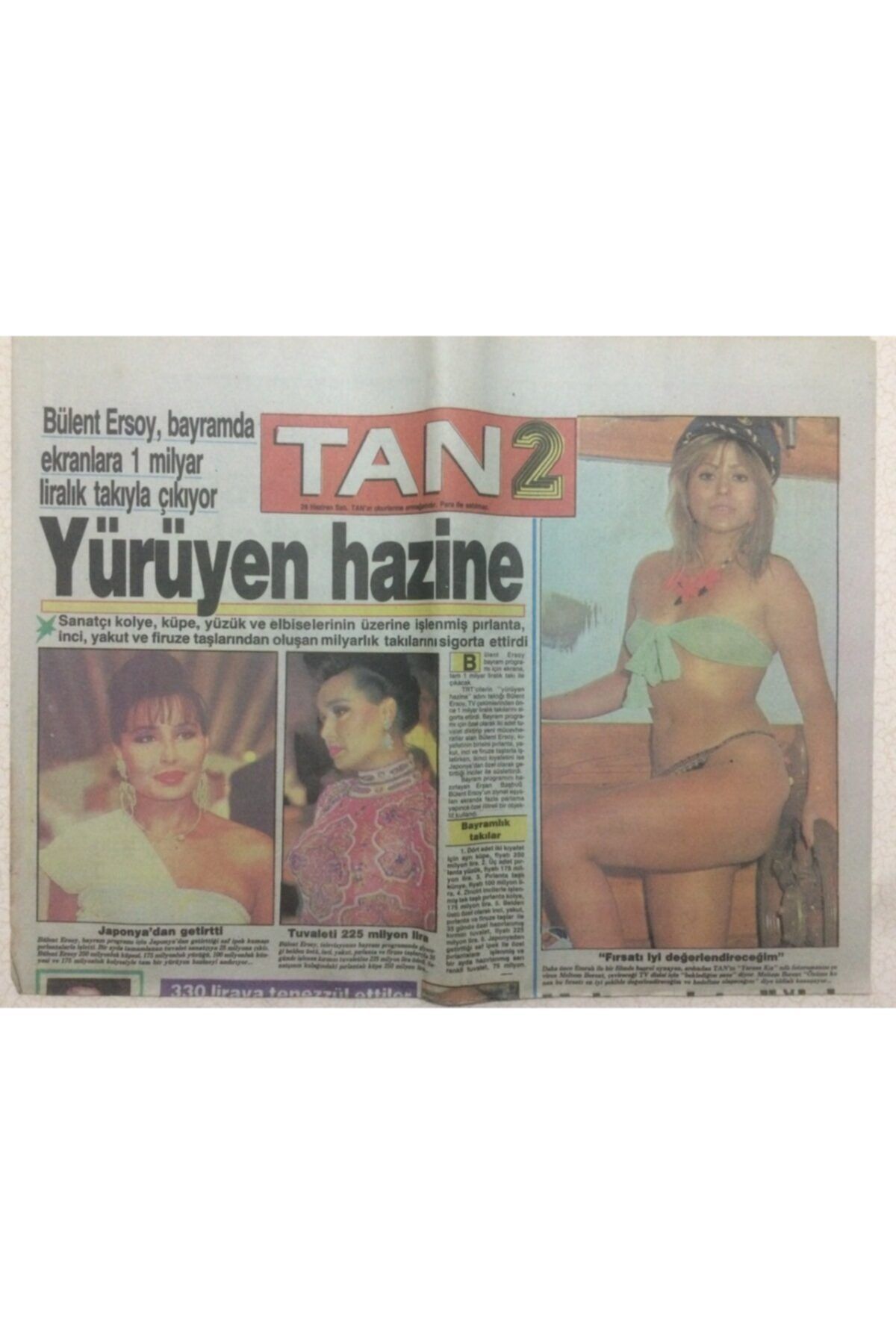 Gökçe Koleksiyon Tan Gazetesi 2 Eki 26 Haziran 1990 - Yürüyen Hazine Bülent Ersoy Gz51494