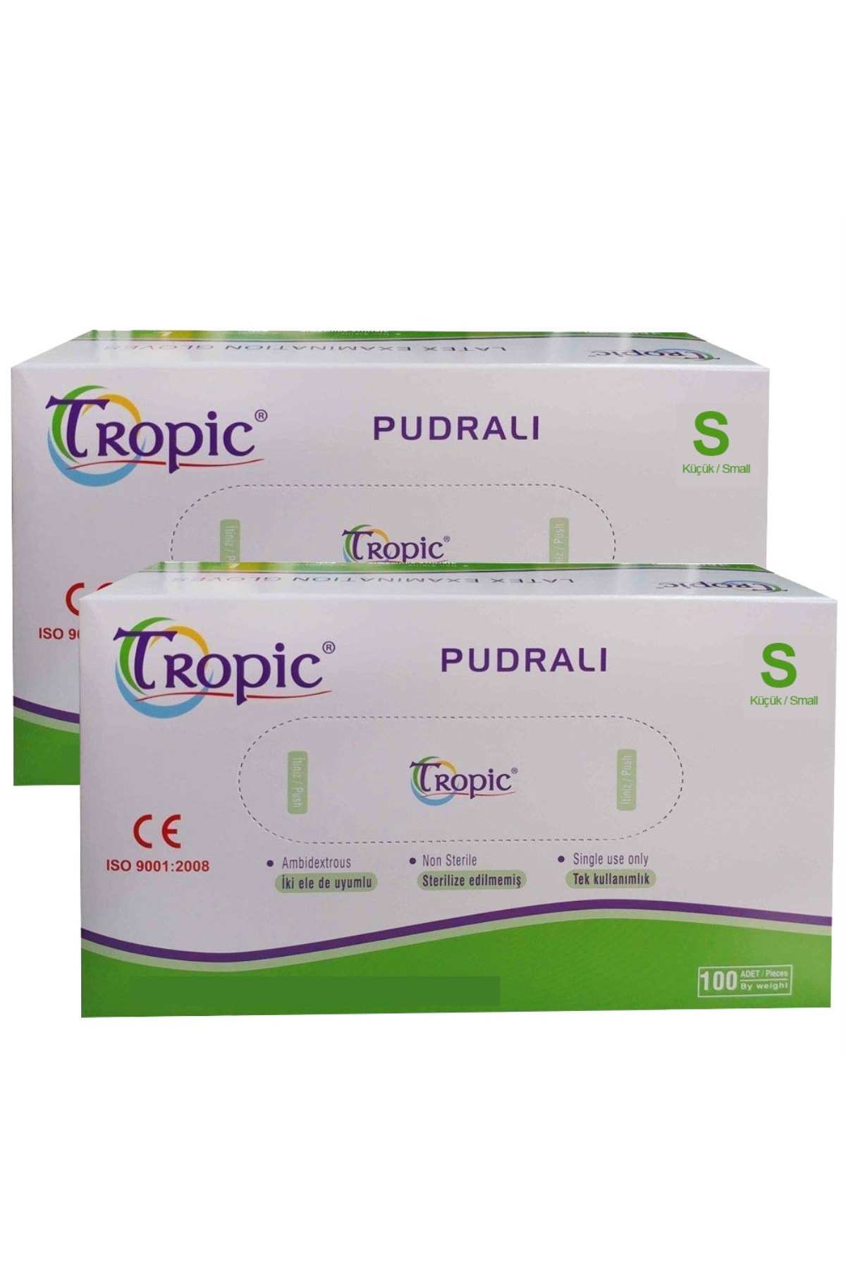 Tropic Pudralı Latex Eldiven 100'lü L 2'li Set