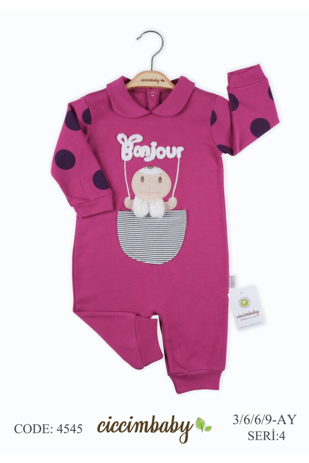 Ciccim Baby Ciccimbaby Salıncak Tavşan Ribanlı Mürdüm Kız Tulum Seti Yeni Doğan Bebe Tulumseti 1-3-6 Aylık U4545