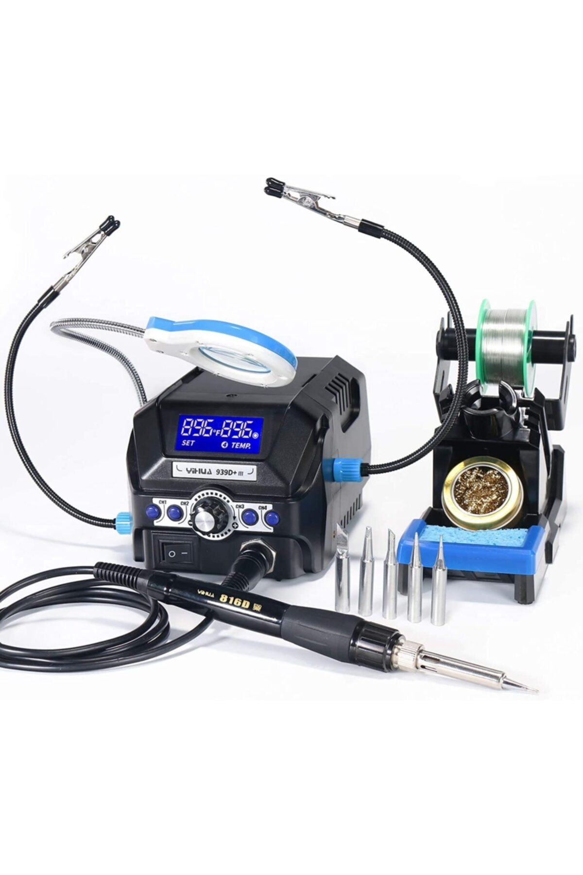 Yihua 939d+ Iıı Dijital Lehim Istasyonu Led Büyüteçli Bord Tutucu