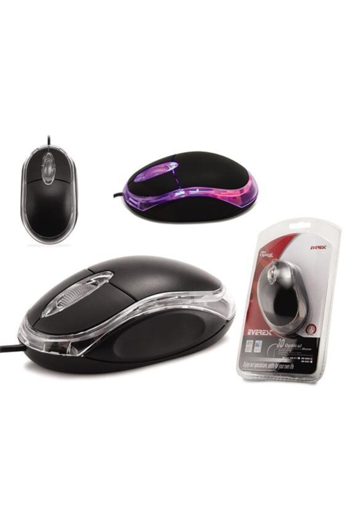 Everest Km-6809 Siyah Mavi Işıklı Kablolu Usb Mouse