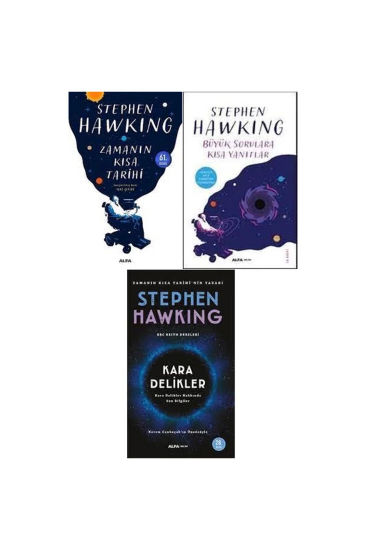 Alfa Yayınları Stephen Hawking 3 Kitap Set - Kara Delikler - Büyük Sorulara Kısa Yanıtlar - Zamanın Kısa Tarihi