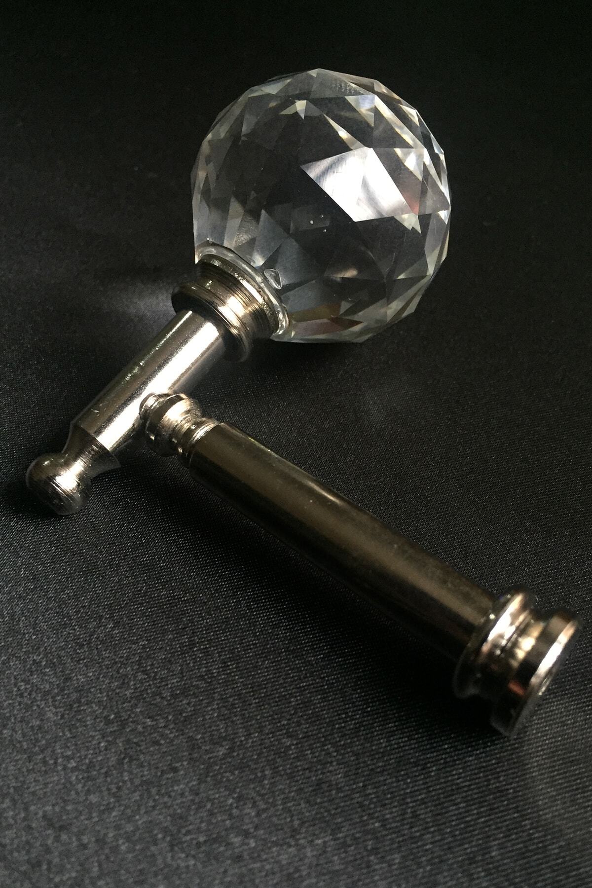Konur Store Gümüş Rengi Kristal Başlıklı Fon Perde Bağlama Aparatı Metal Renso- 1 Adet
