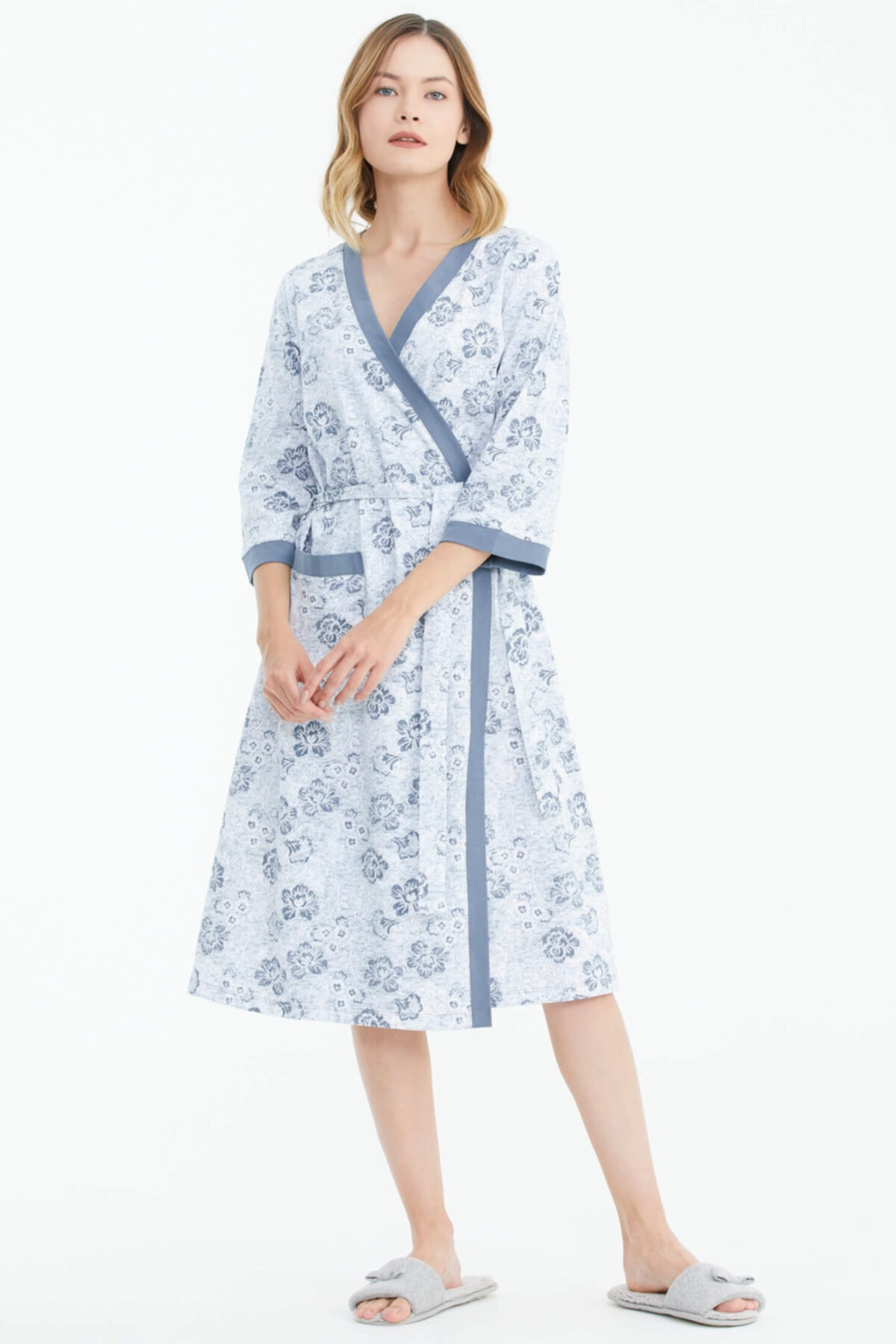 Sementa Renkli Desenli Sabahlık - Gri