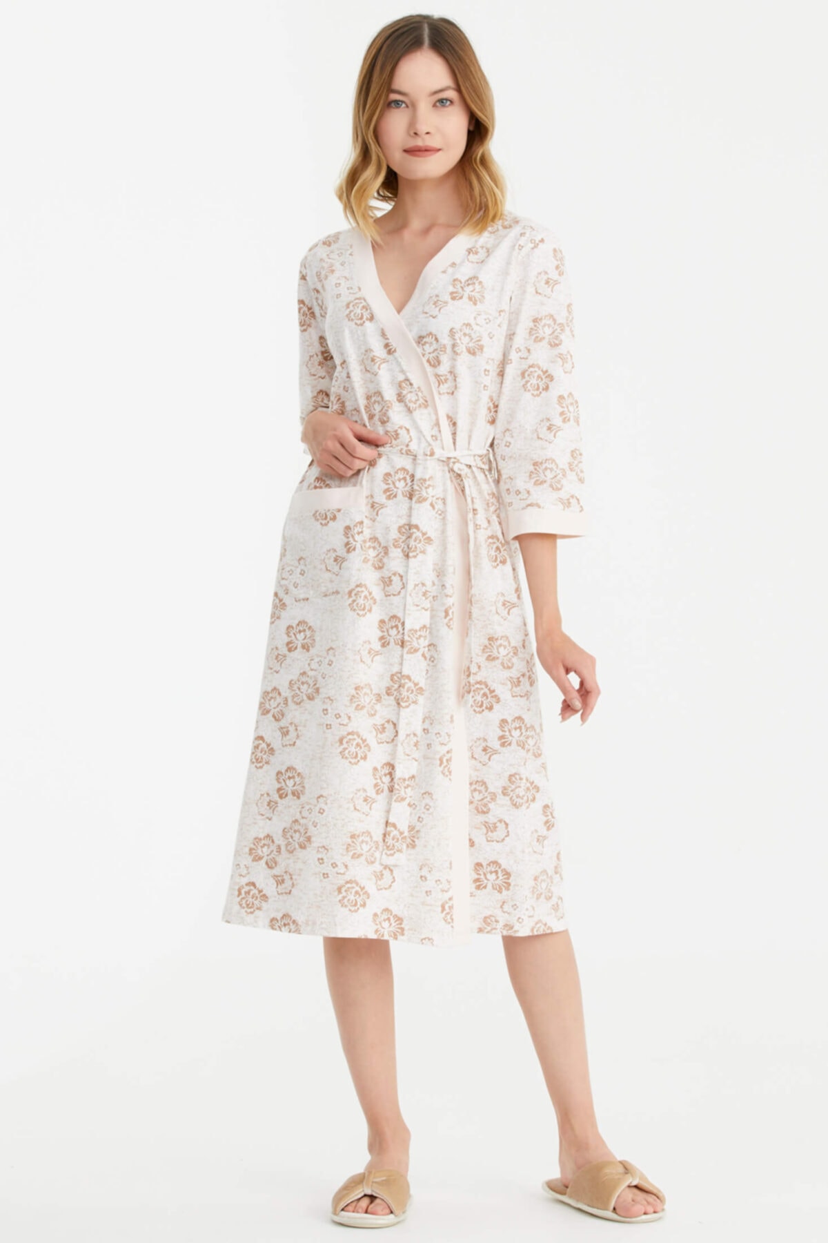 Sementa Renkli Desenli Sabahlık - Somon