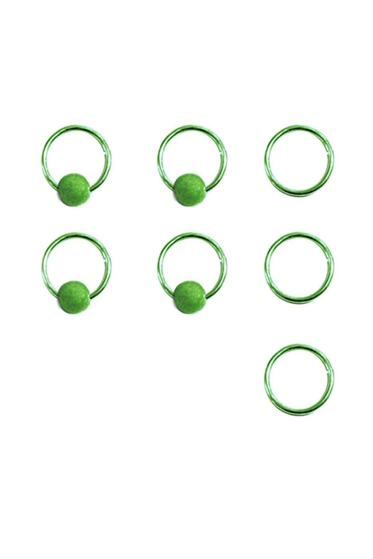 New Obsessions Circle Green Saç Küpesi 7'li