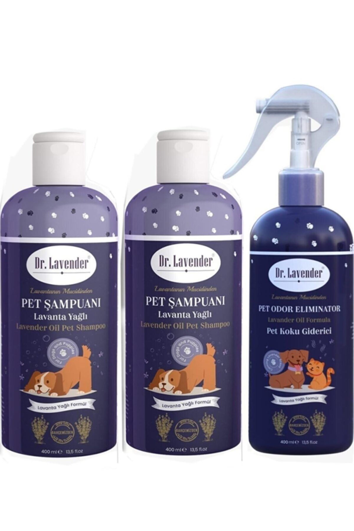 Lavanta Sepeti 2 Adet Köpek Şampuanı + Lavanta Kedi Köpek Koku Giderici Sprey