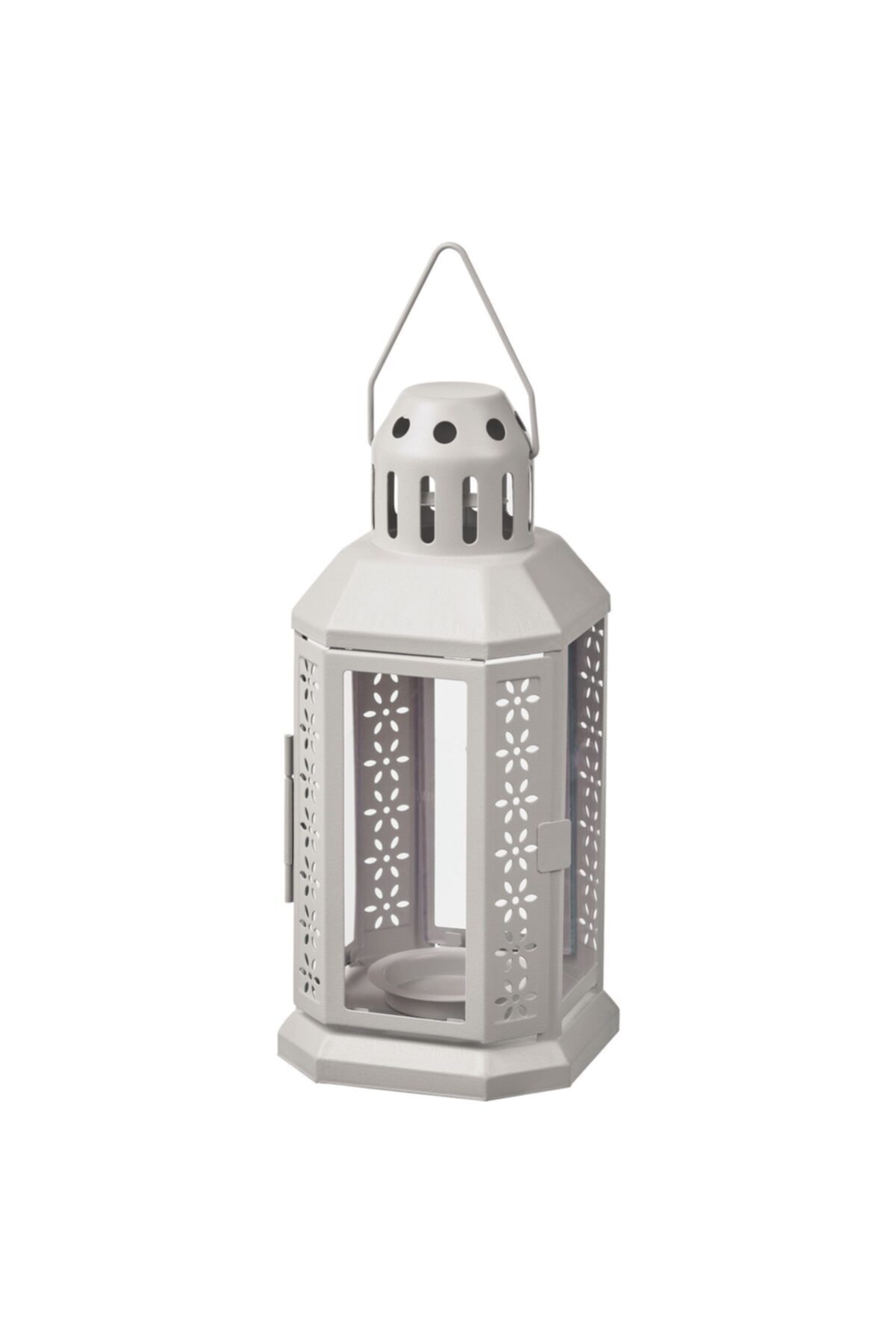 MEGStore.TR Dekoratif Enrum Gri Renkli Metal Tealight Mum Feneri (ASILABİLİR)