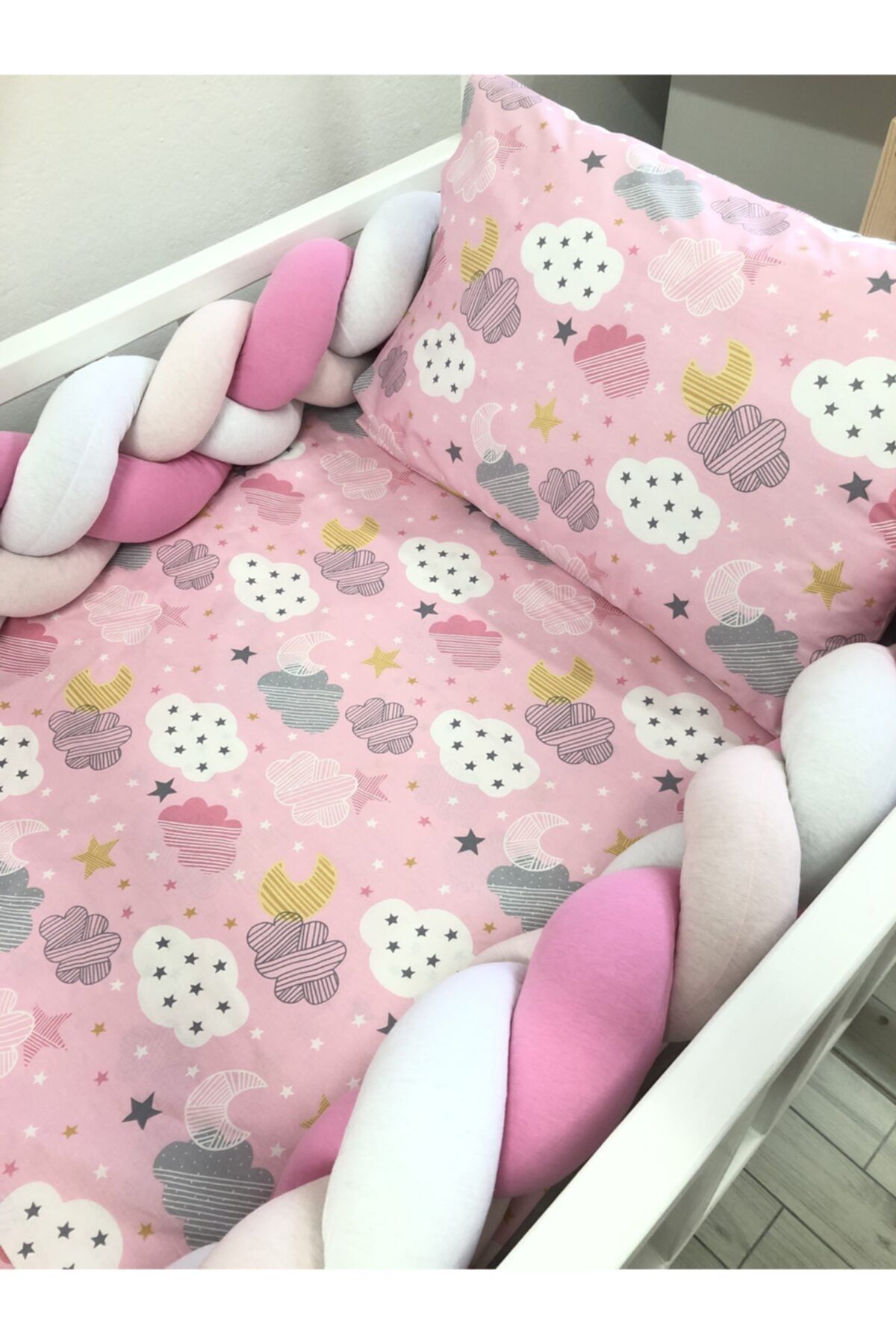 GULDESIGN 90x190 Montessori 500cm Örgü Şeker Pembe-toz Pembe-beyaz (nevresim Takımı Dahil Değildir.)