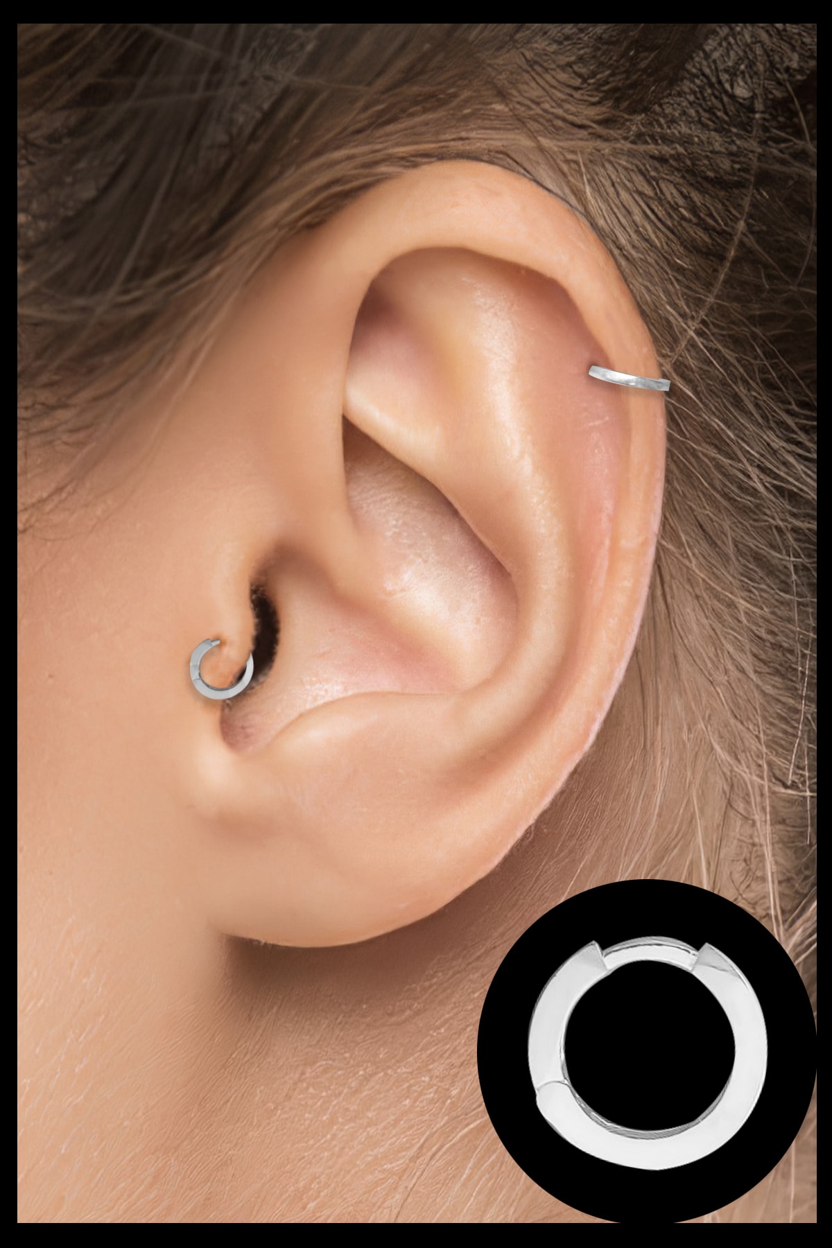 Salyangoz Company Halka Kıkırdak Helix Tragus Piercing Düz Desensiz 925 Ayar Gümüş St11duz (1 Adet)