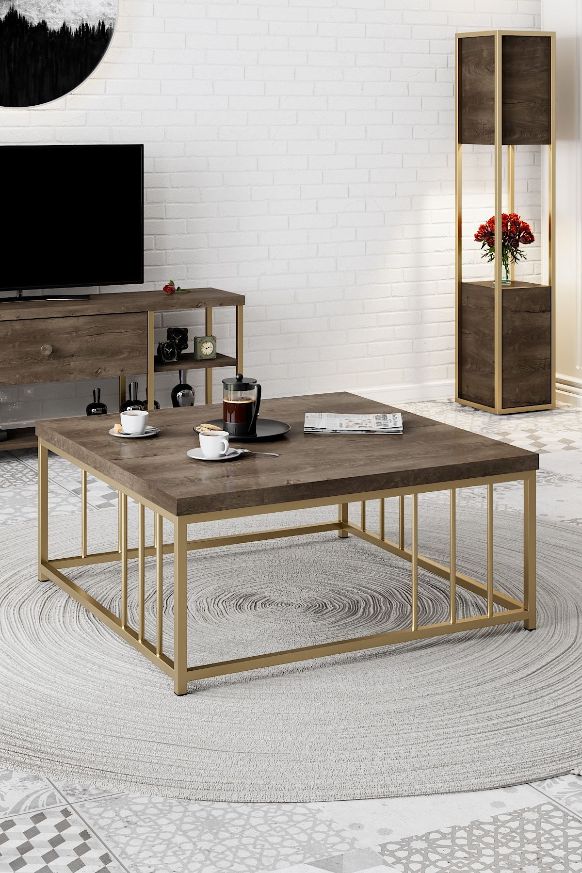 Modatte - Zenn 90x90x40 Cm Orta Sehpa - 3.6 Cm Kalınlıkta Üst Tabla - Tymd136