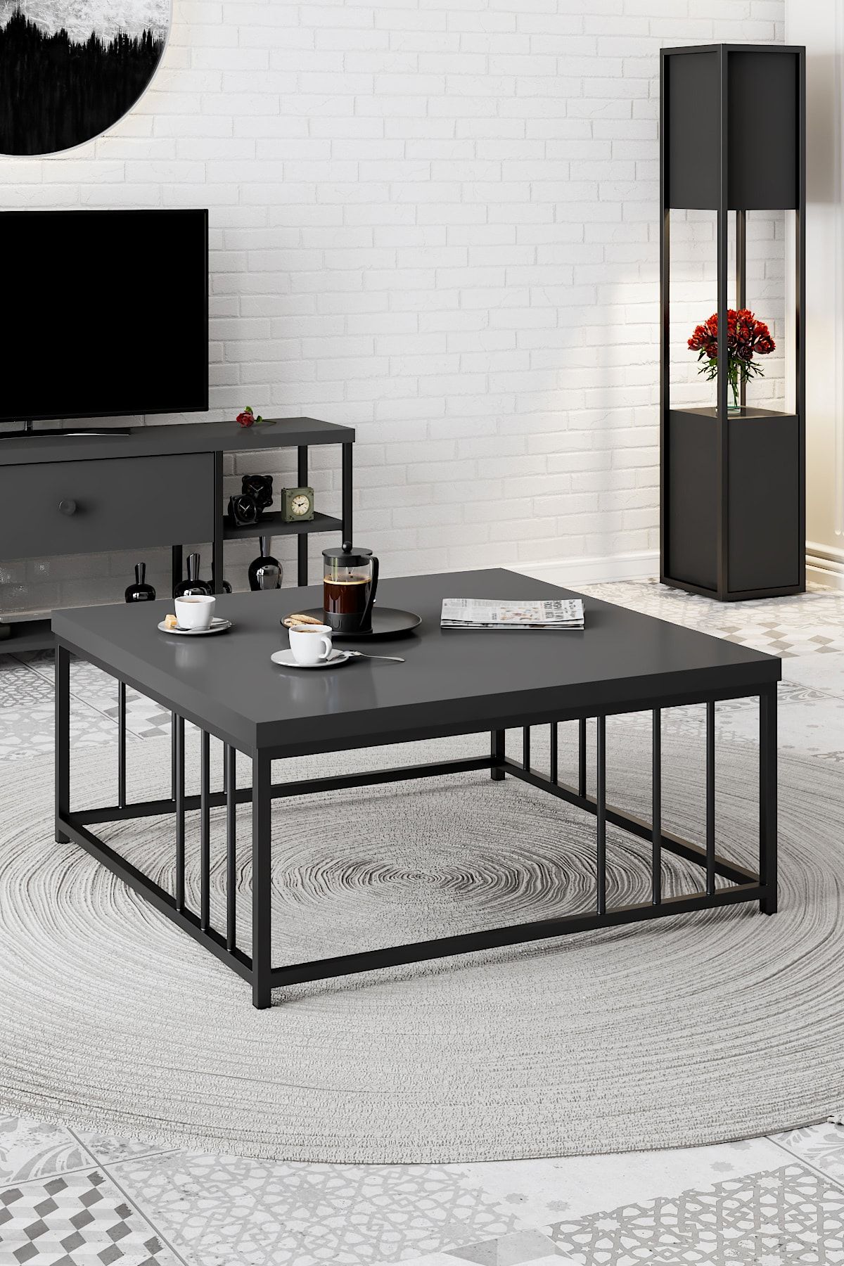 Modatte - Zenn 90x90x40 Cm Orta Sehpa - 3.6 Cm Kalınlıkta Üst Tabla - Tymd138
