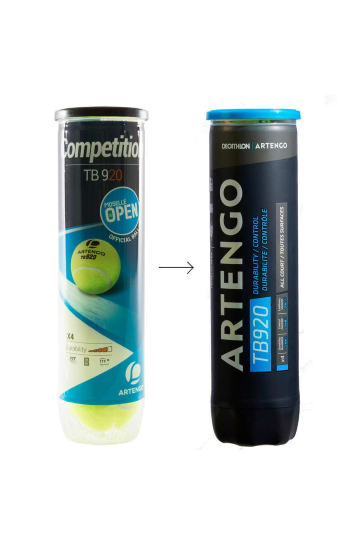 Artengo Tenis Topu - 4 Adet - Sarı - Tb920