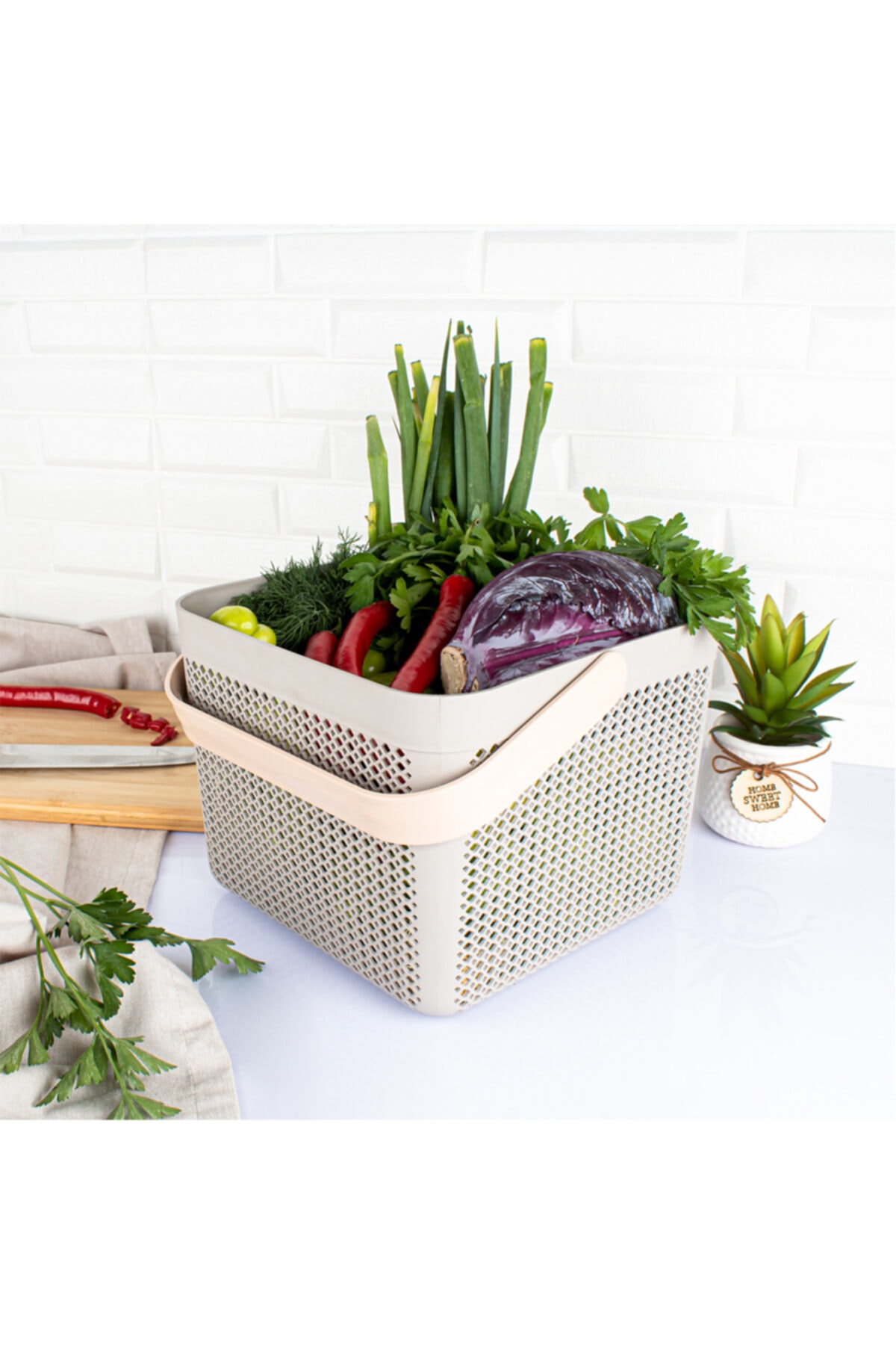 CRAFT HOME Roza Çok Amaçlı Sepet Organizer Meyve Sebze Saklama Kutusu Banyo Düzenleyici