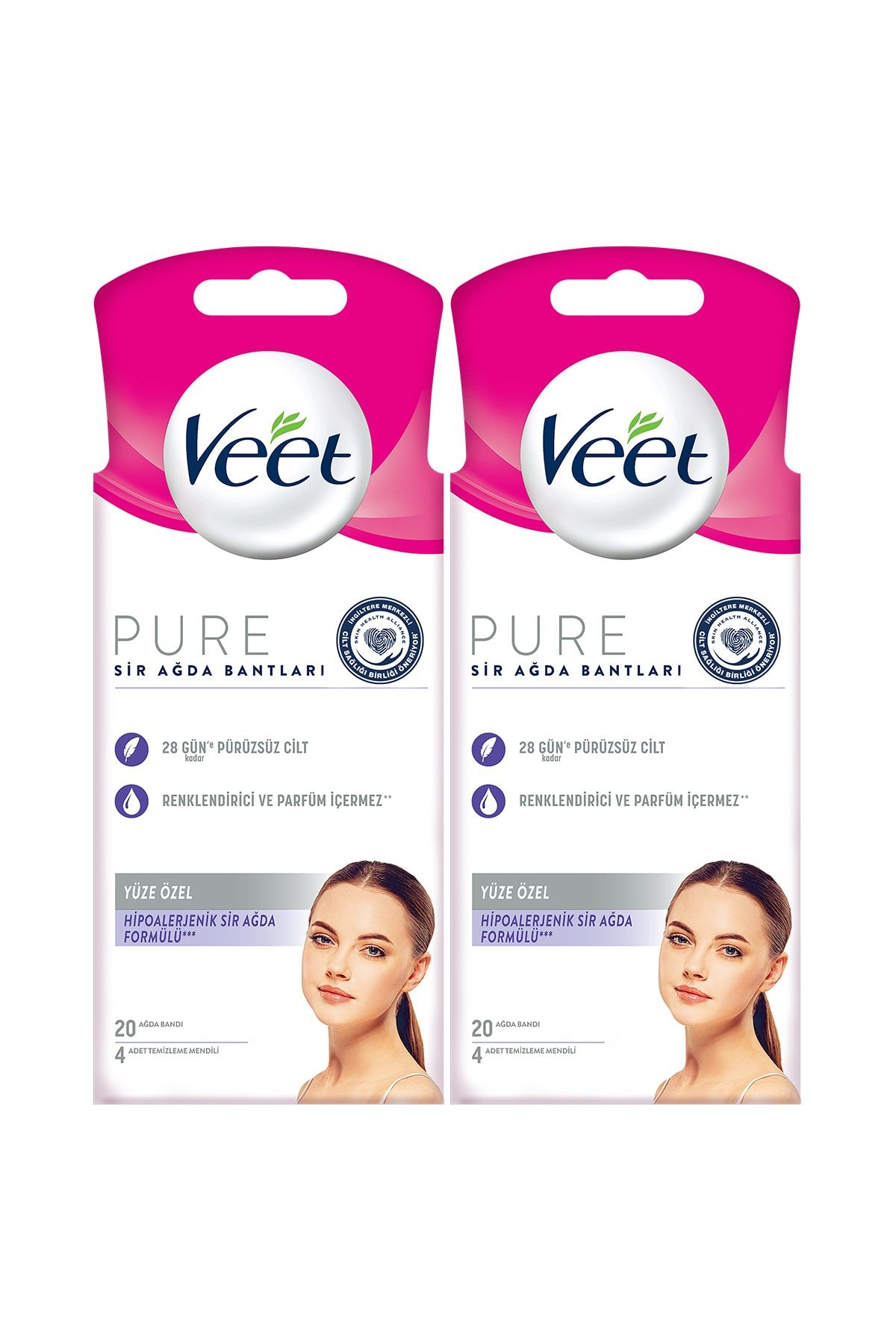 Veet Pure Hipoalerjenik Sir Ağda Bandı Yüz Bölgesi 20'li X 2