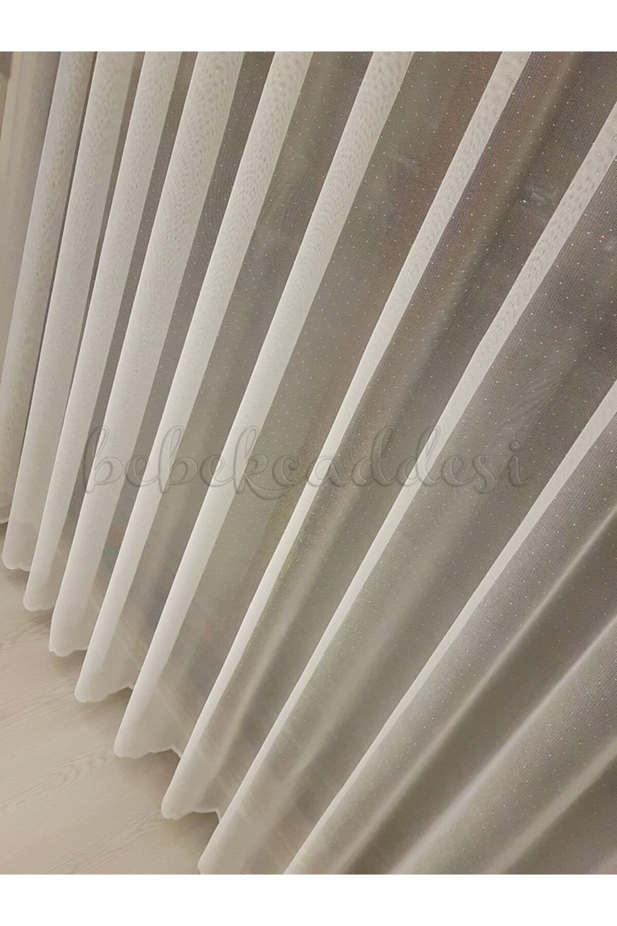 Bebekcaddesi Modern Desenli Örme Tül Perde Ütü Istemez (1'e3 Sık Pile)
