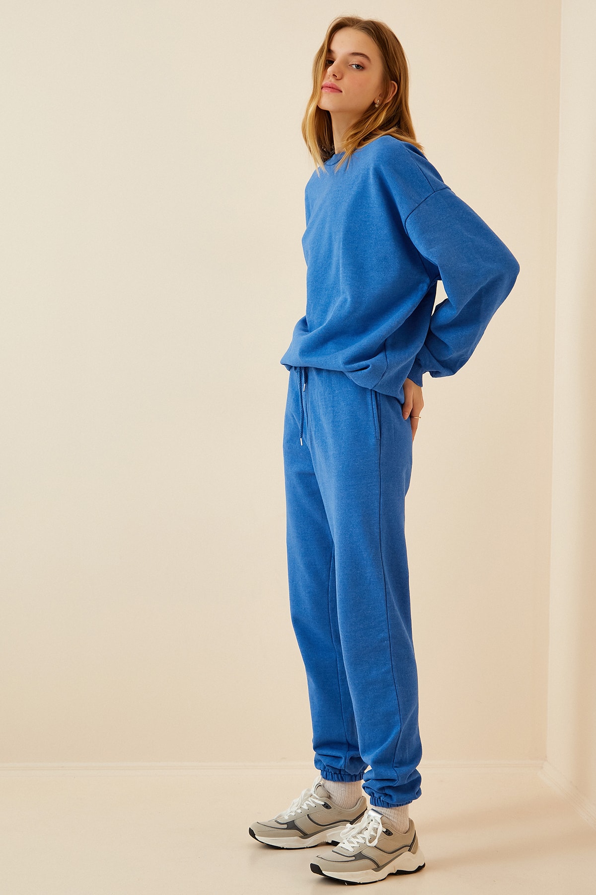 Happiness İst. Kadın Mavi Oversize Eşofman Takımı  US00782