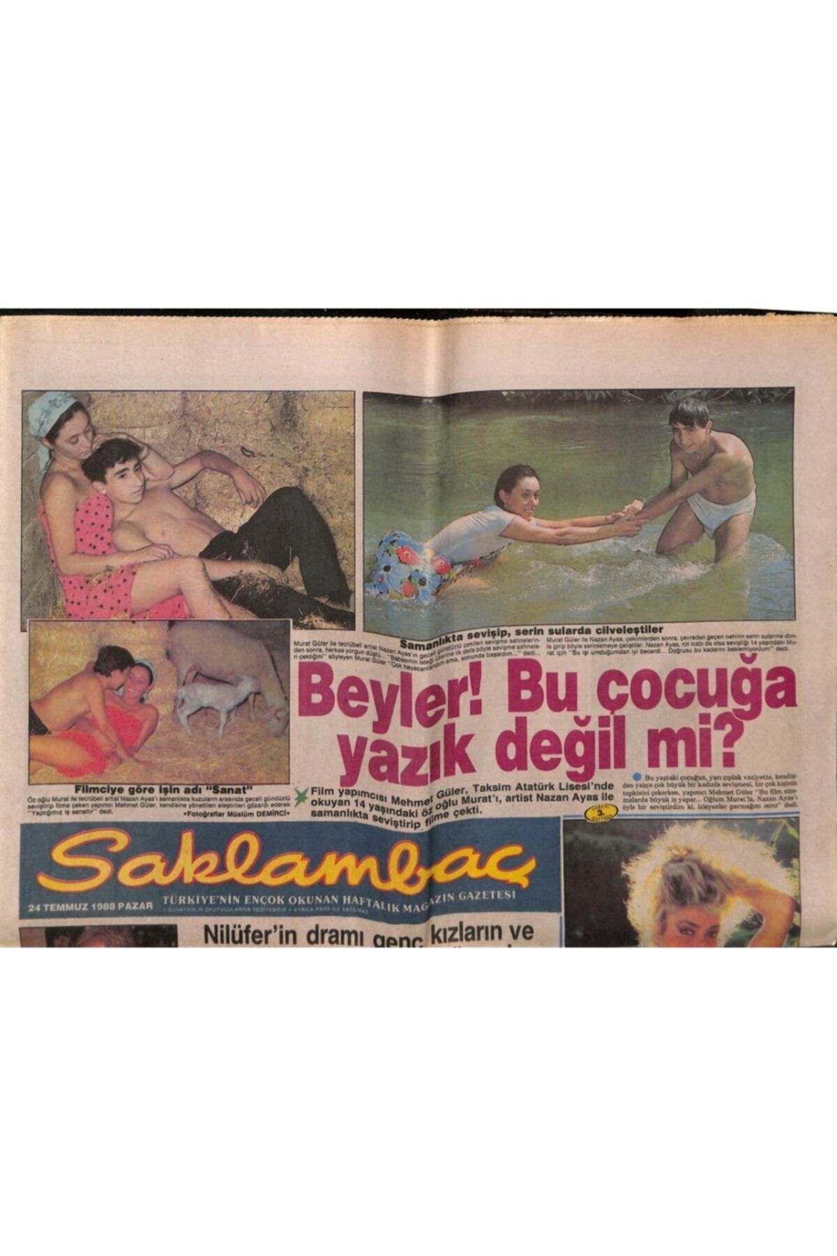 Gökçe Koleksiyon Günaydın Gazetesi Saklambaç Eki 24 Temmuz 1988 - Ahu Tuğba 5. Kocaya Soyundu Gz63451