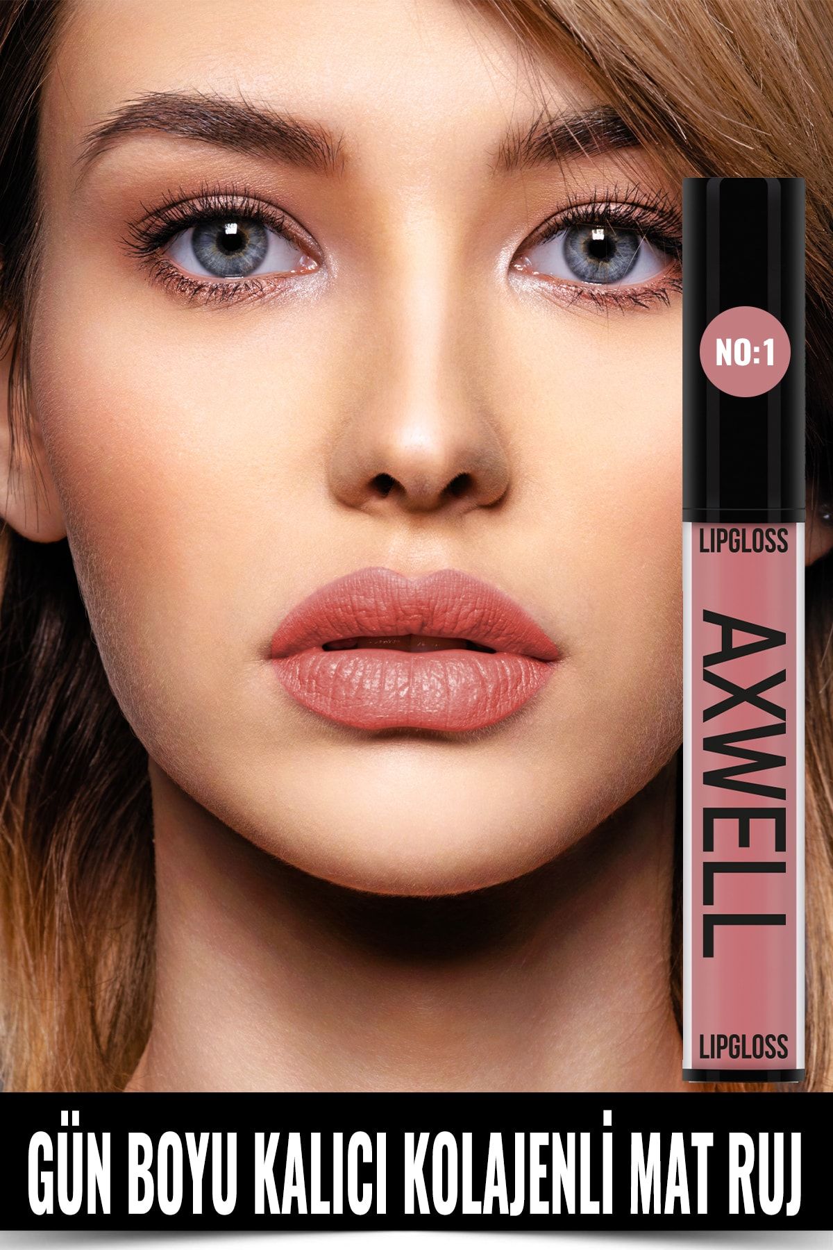 RC COSMETİCS Axwell Uzun Süre Kalıcı Hızlı Kuruyan Kolajenli Mat Likit Ruj- Lipgloss No:1 5ml