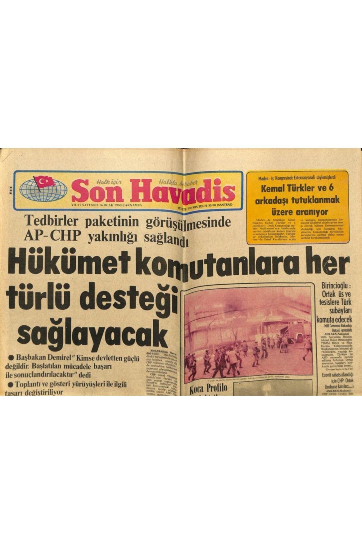 Gökçe Koleksiyon Son Havadis Gazetesi 16 Ocak 1980 - Abd Şah'ın Iran'a Iadesinin Imkansız Olduğunu Açıkladı..amerikal