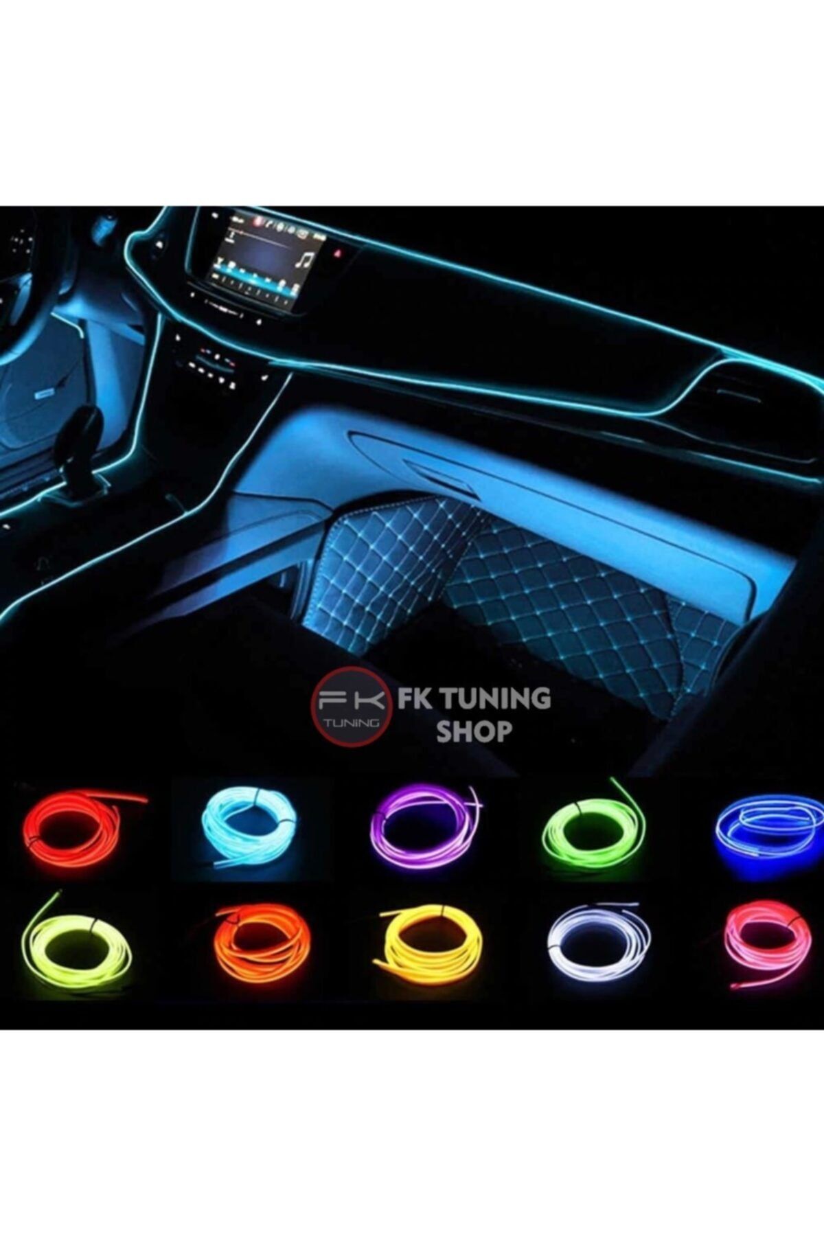 FK TUNING Mor Renk Neon Ip Led Ambiyans Aydınlatma Torpido , Kapı Vs. 2 Metre
