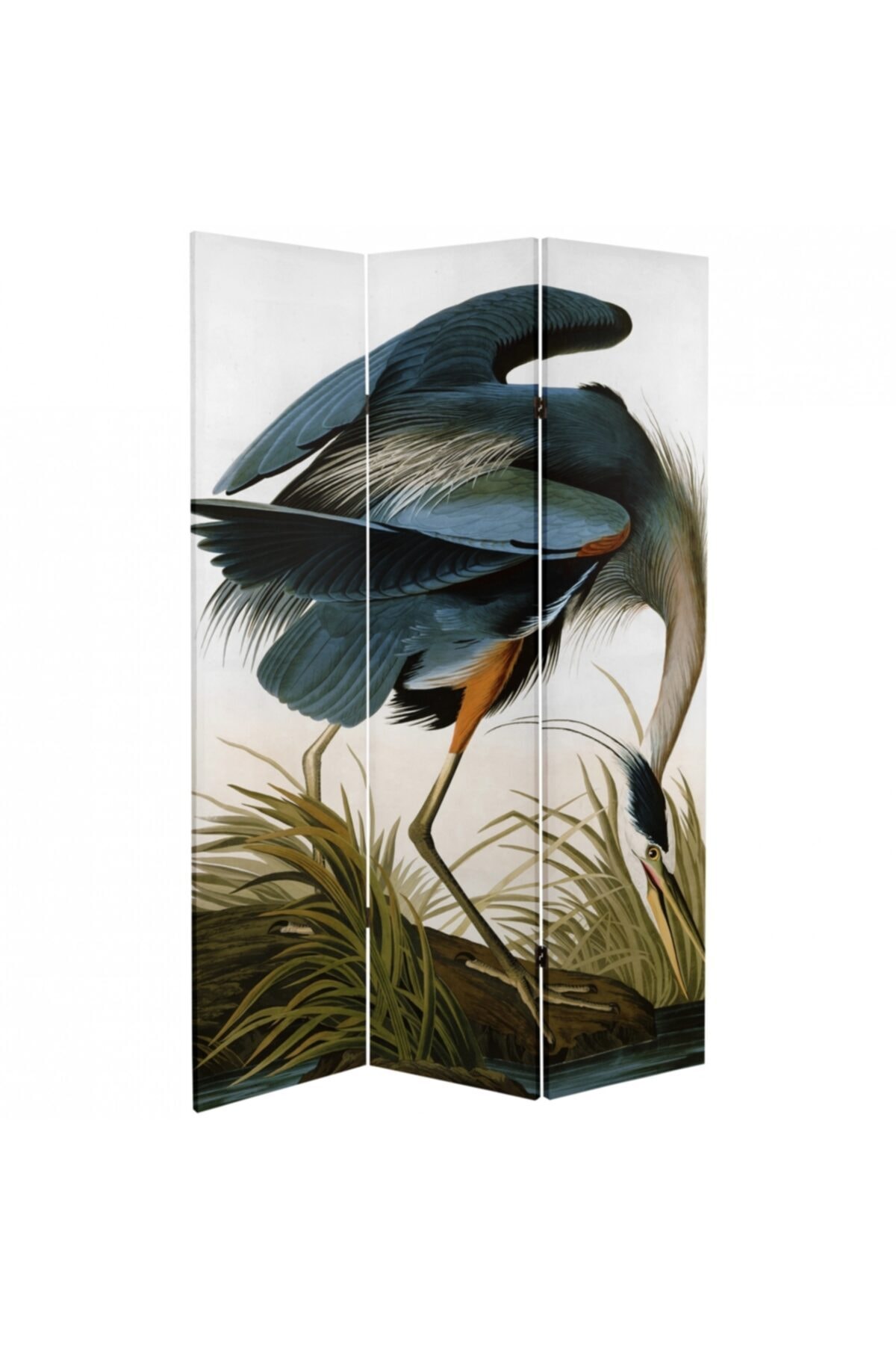 StellaStore Flamingo 3 Kanatlı Oda Bölücü Çift Taraflı Kanvas Paravan