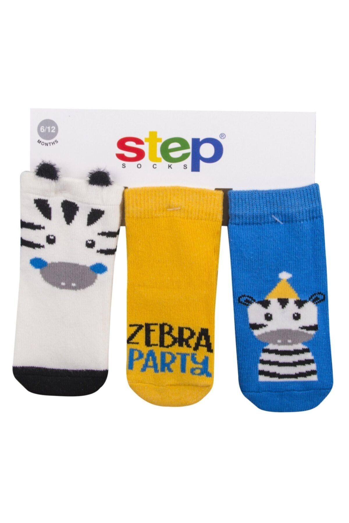 Step 3lü 3d Zebra Party Soket Çorap 10179 Karışık Renkli