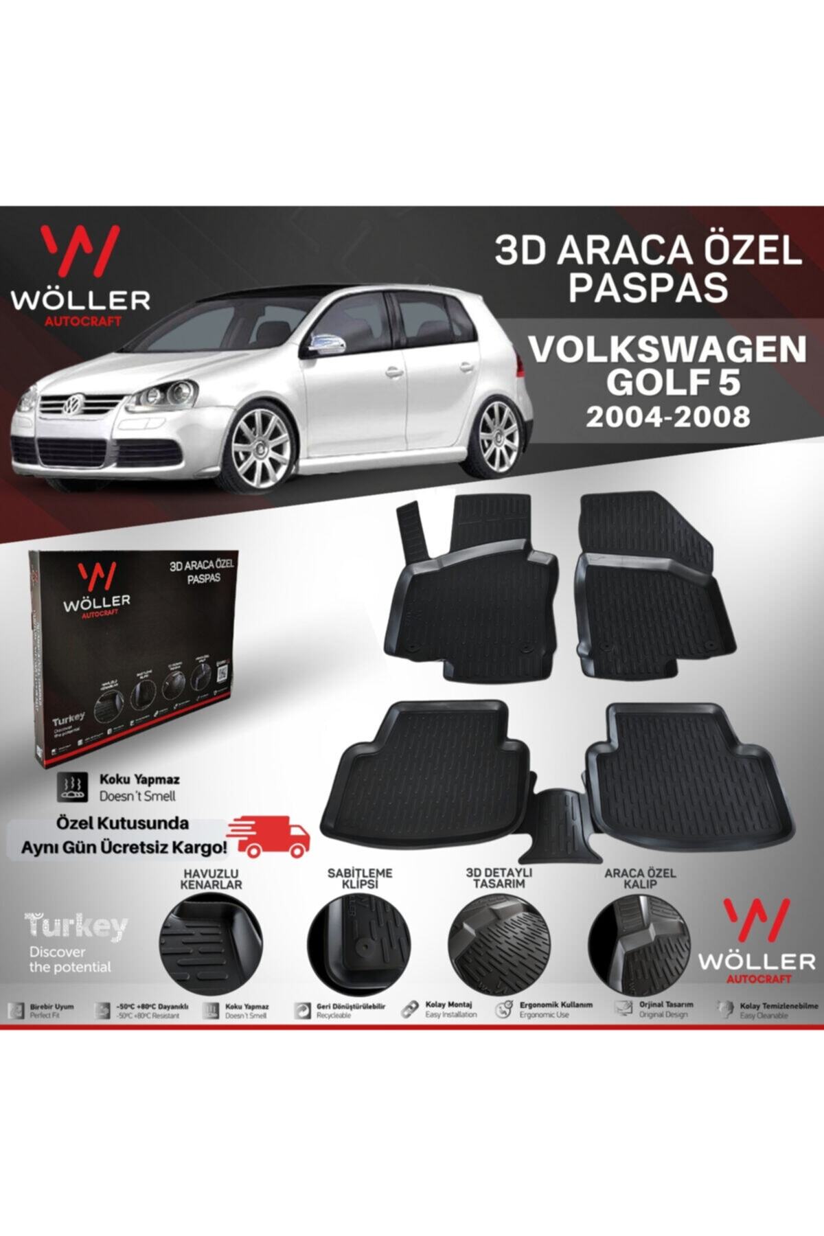 wöller Volkswagen Golf 5 Paspas 2004 2008 Arası 3d Havuzlu Paspas