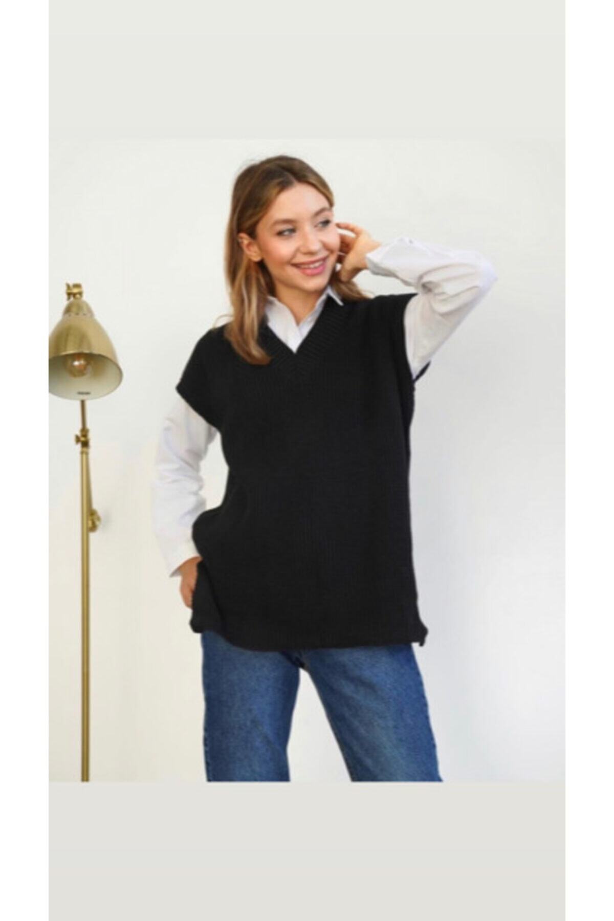 moodist Selanik Örgü Siyah Kadın Süveter