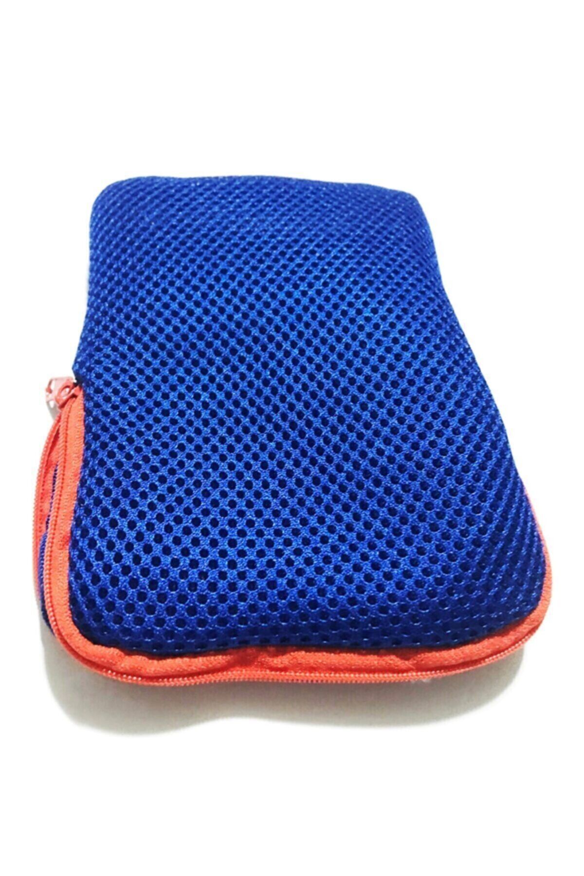 Modellino Çok Amaçlı Kalemlik Makyaj Seyahat Telefon Çantası Fileli Astarlı Mavi Renk 16x12 cm