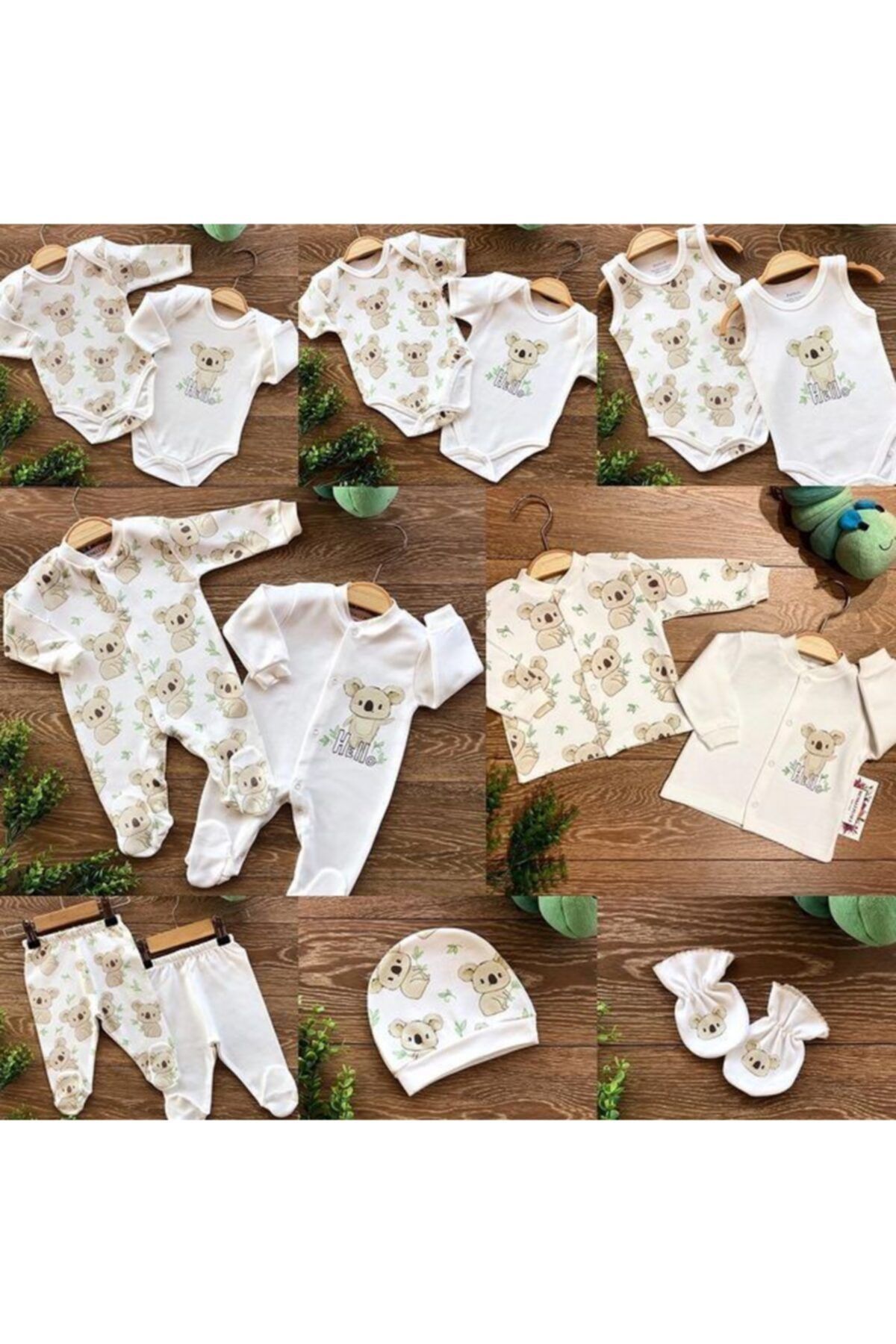 Renkli Puset Renkli Puset Bebek Yeni Doğan Hastane Çıkışı Zıbın Set 14 Parça Koala