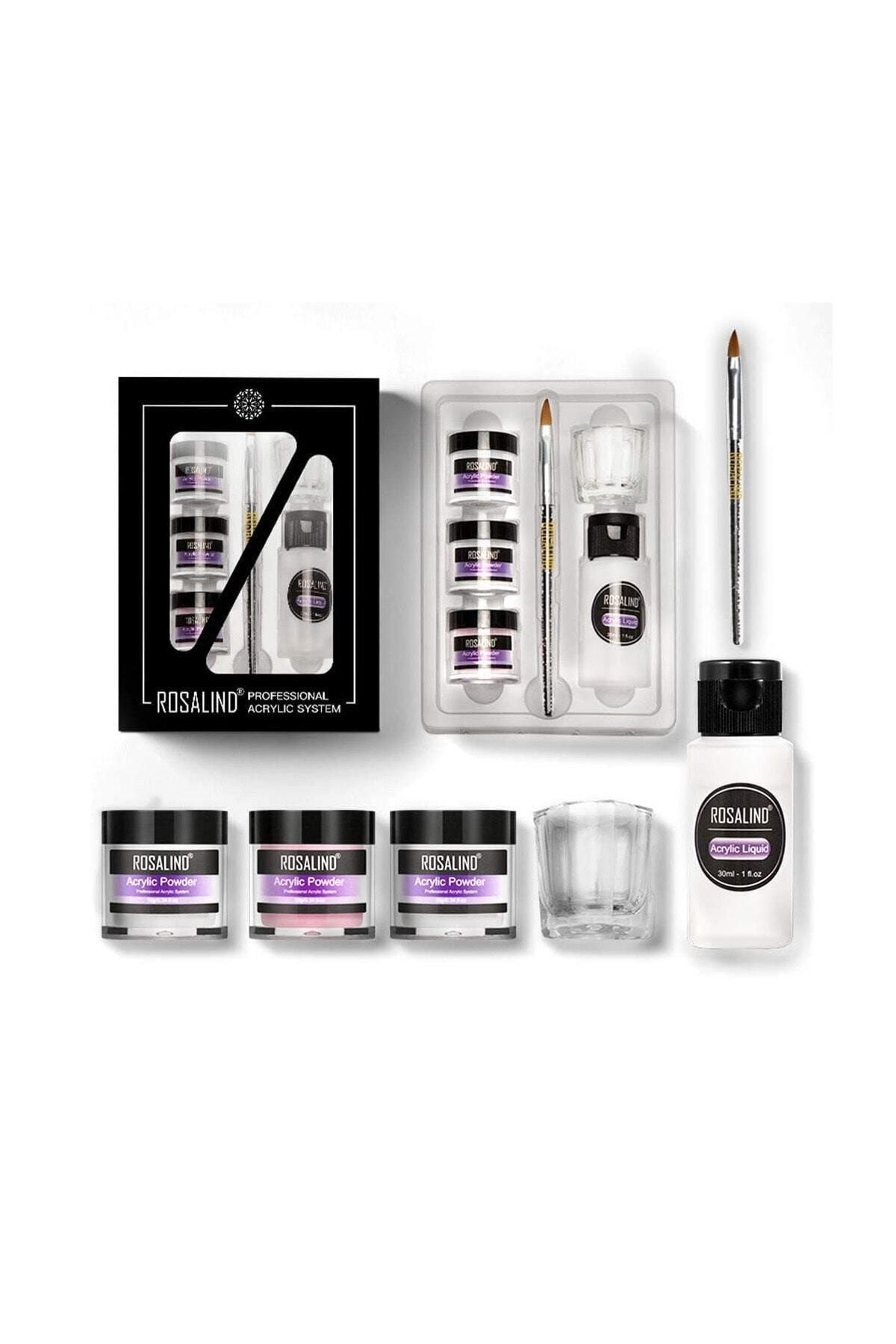 ROSALIND Professional Akrilik Protez Tırnak Uygulama Seti Uv Kurutucu Gerektirmez Karışık Renkli