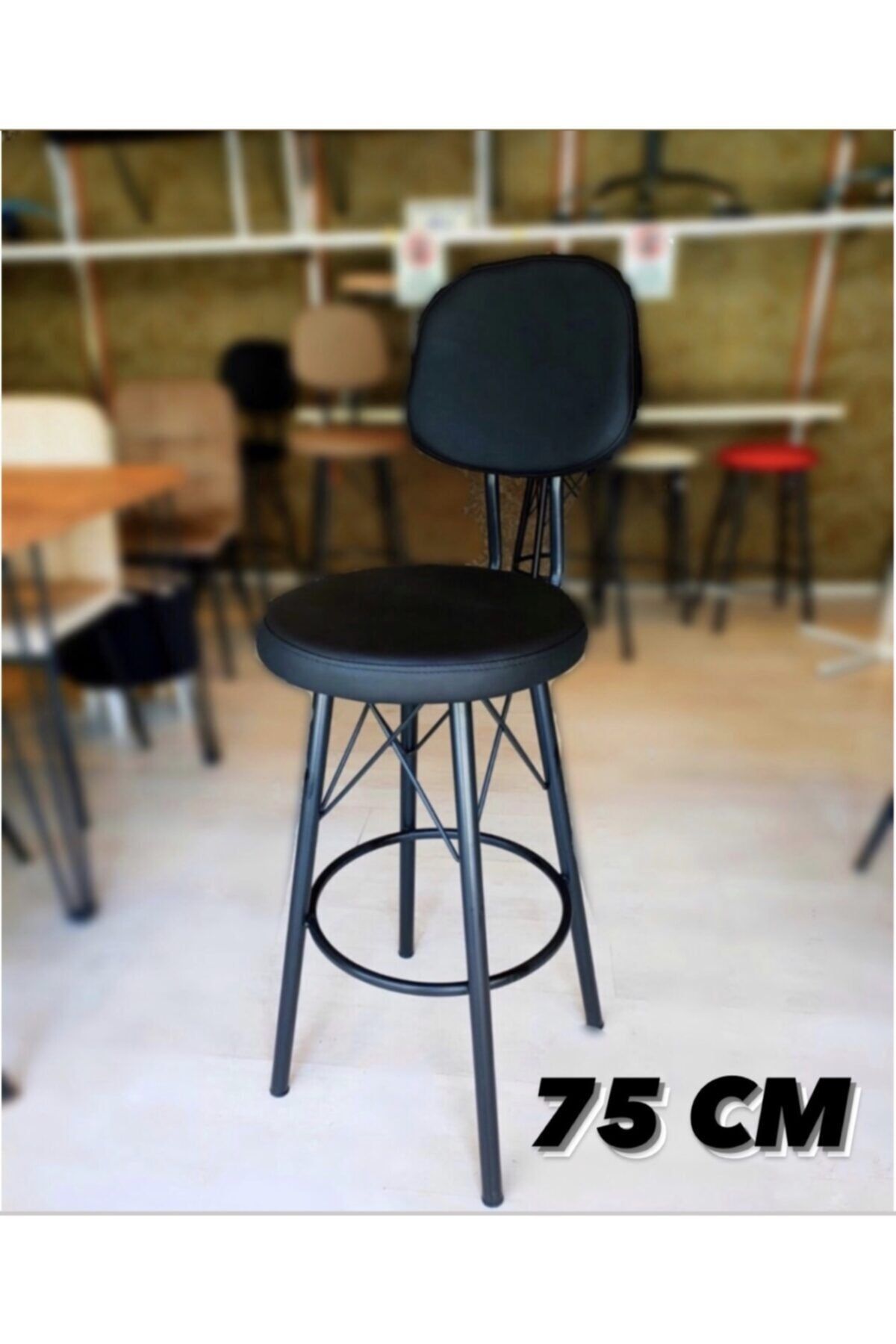 Sandalye Shop Dolce Bar Sandalyesi 75 Cm Siyah. 100 Ile 115 Cm Arası Olan Ada&masalara Uygundur.