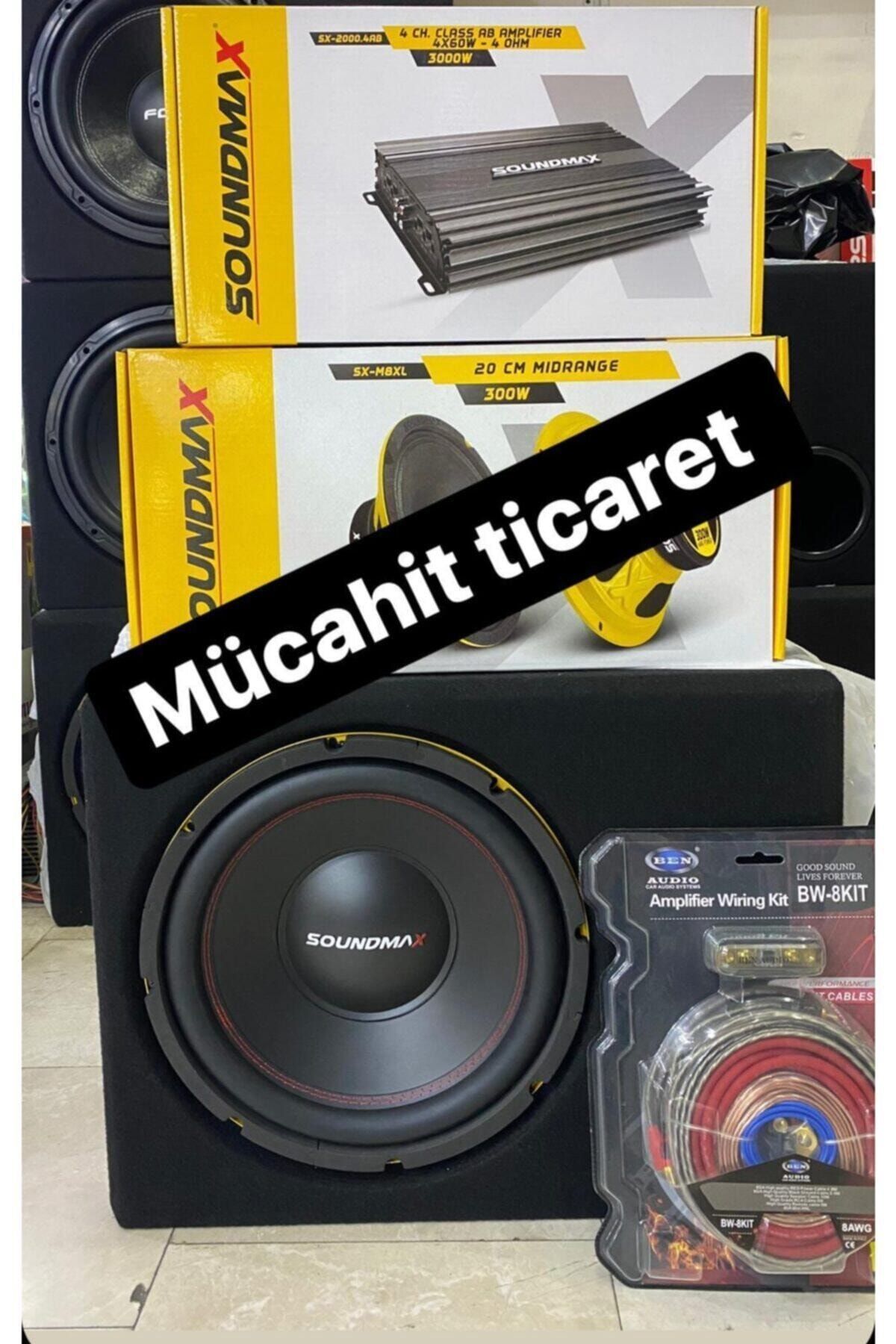 Soundmax Paket Set 30cm Bass 3000wat Anfi 20cm Midrange Kablo Seti