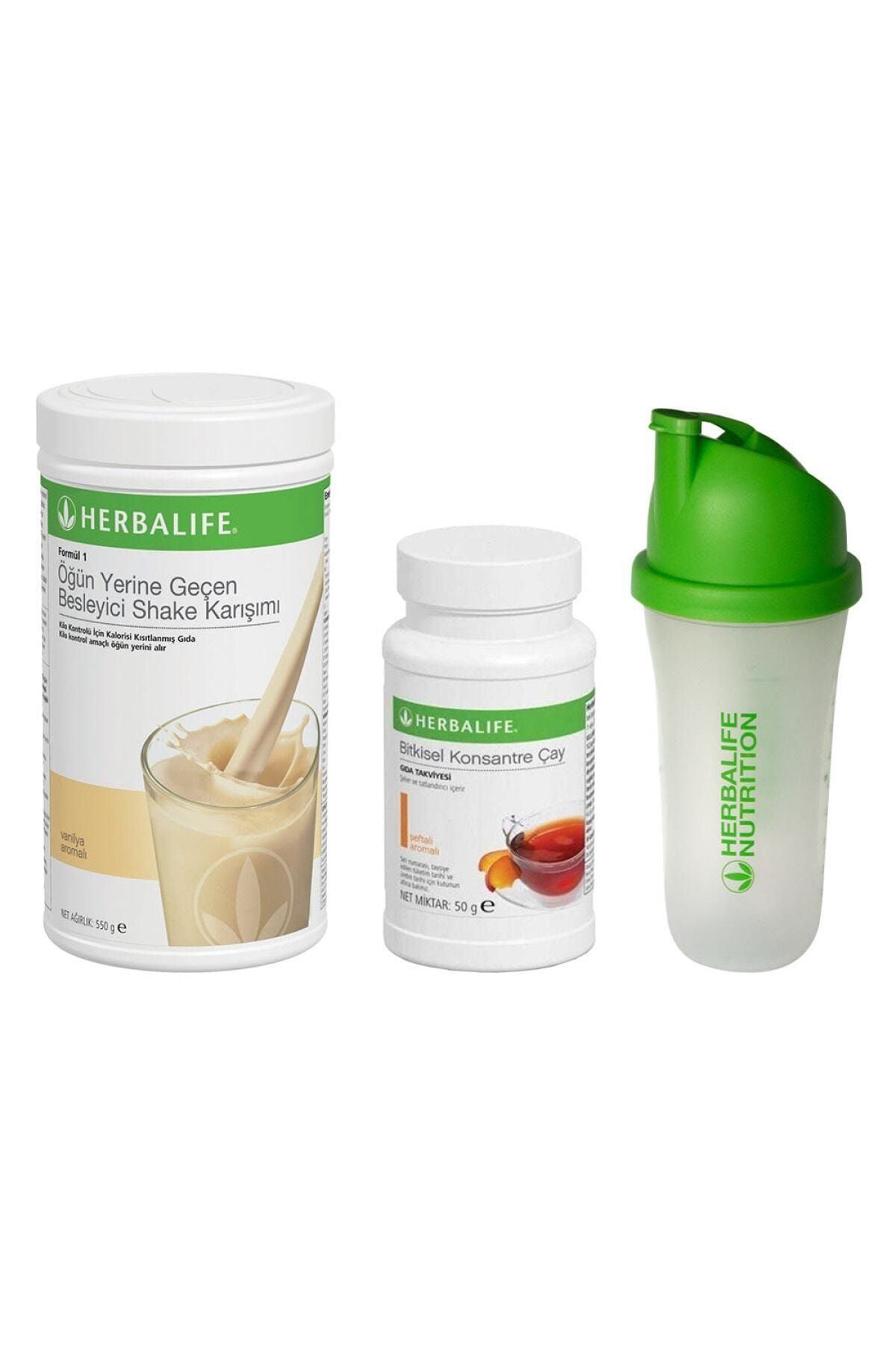 Herbalife Kampanya Set Paketi 16 Vanilya Aromalı Shake  Konsantre Şeftalili Çay 50 gr Hediye Shaker