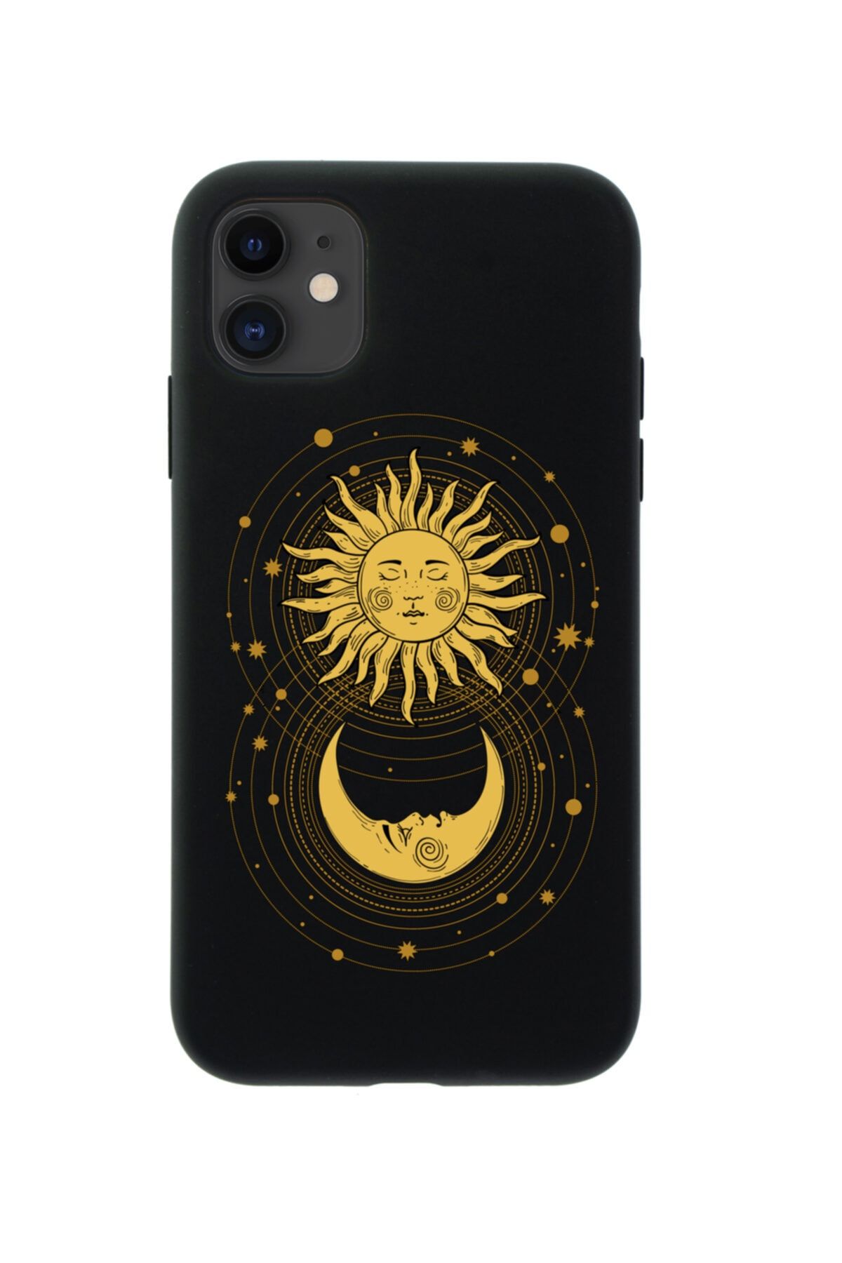 mooodcase Iphone 11 Uyumlu Moon And Sun Premium Siyah Lansman Silikonlu Kılıf