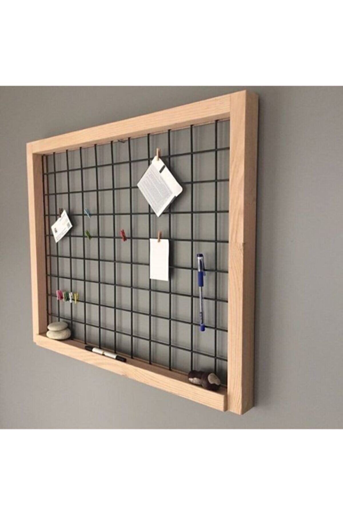 SAYEART Ahşap Kenarlı Metal Tel Pano