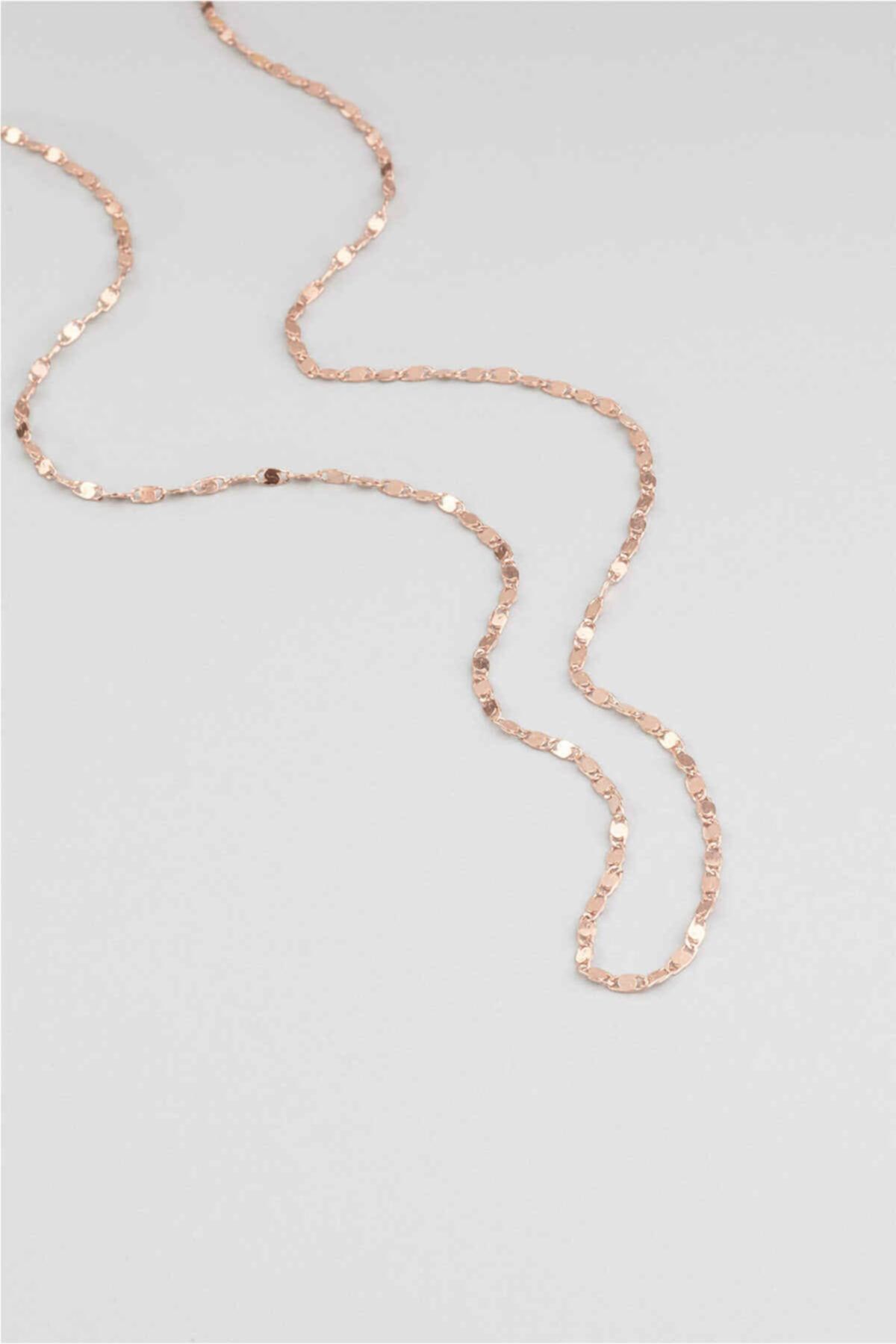 So CHIC... 18 Ayar Rose Altın Kaplama 60 Cm Gümüş Zincir Kolye