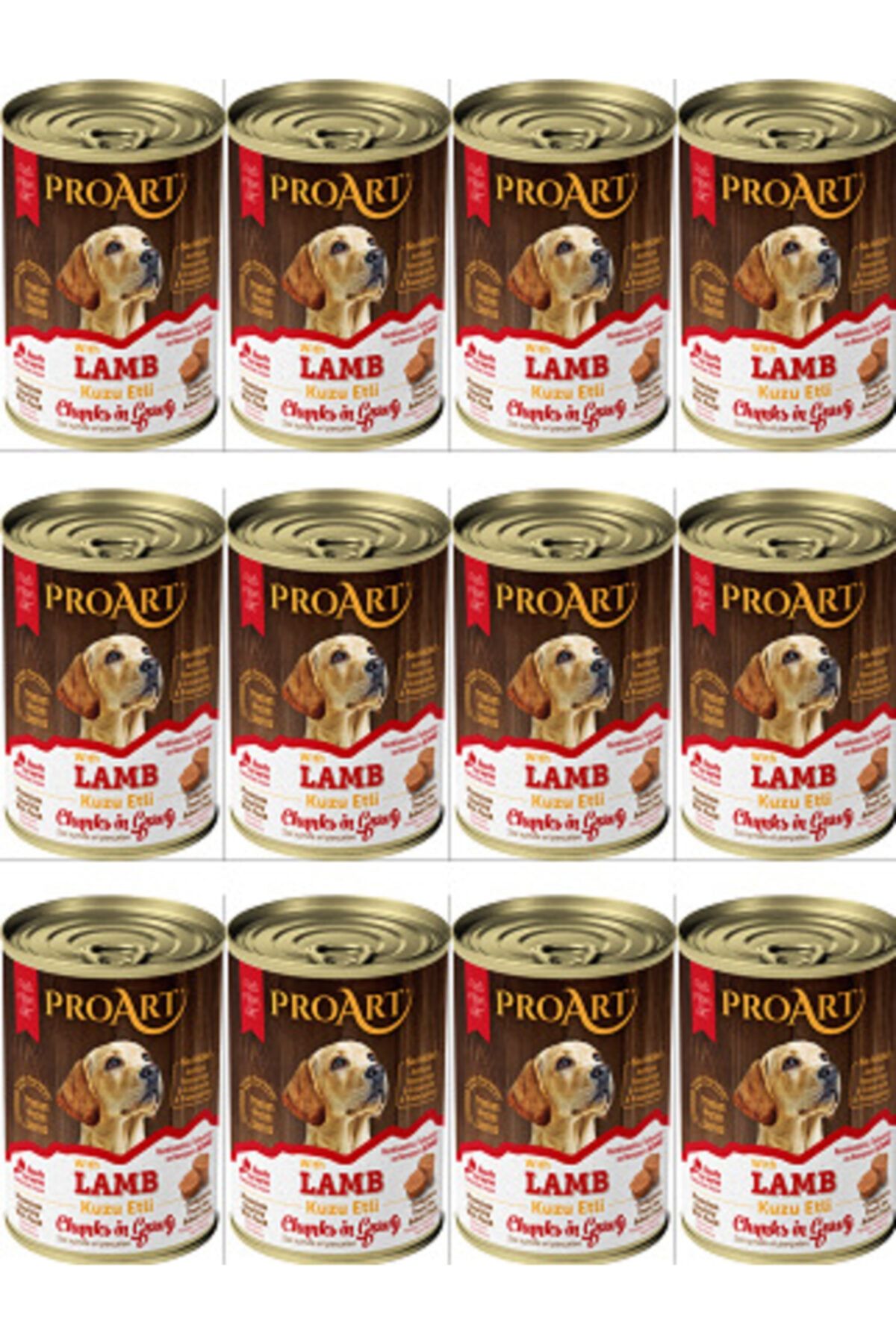 proart Yetişkin Köpek Kuzu Parça Etli Soslu Konserve Maması 400 gr X 12 Adet