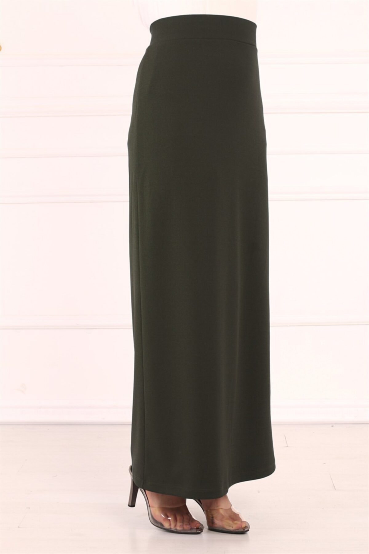 ModaBerfu Likralı Kalem Etek 6412-haki