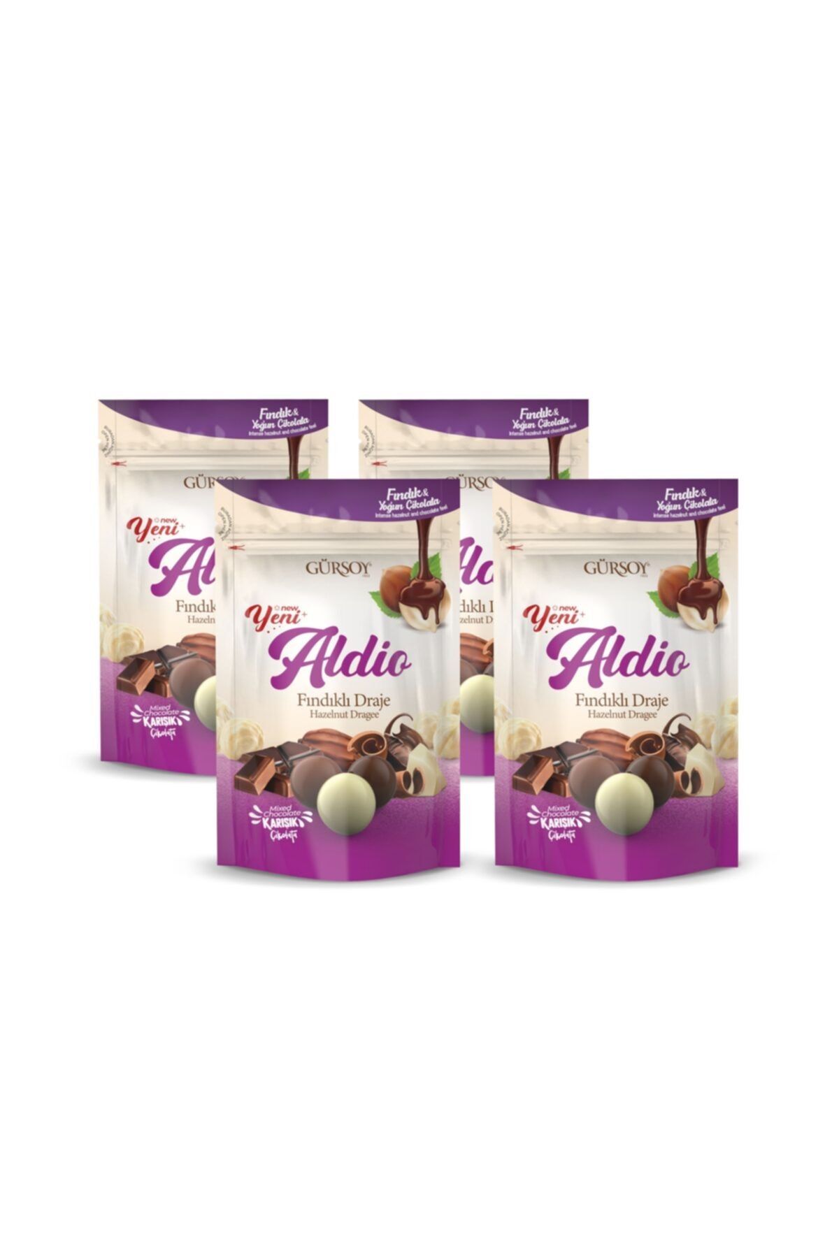 ALDIO Karışık Çikolatalı Fındıklı Draje 90 G 4'lü Paket