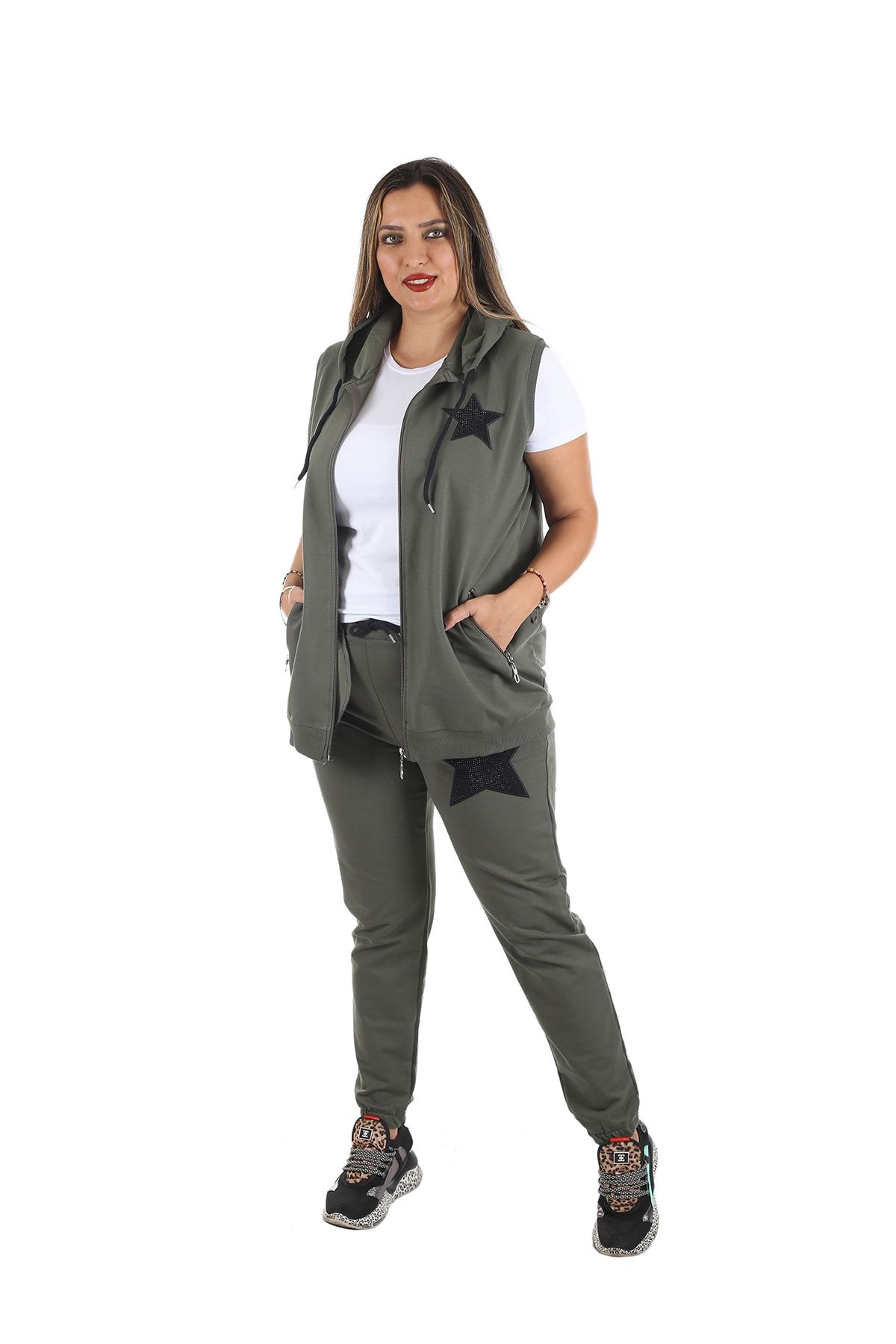 Brendon Kadın Büyük Beden Eşofman Takımı Haki/khaki 21w90004585