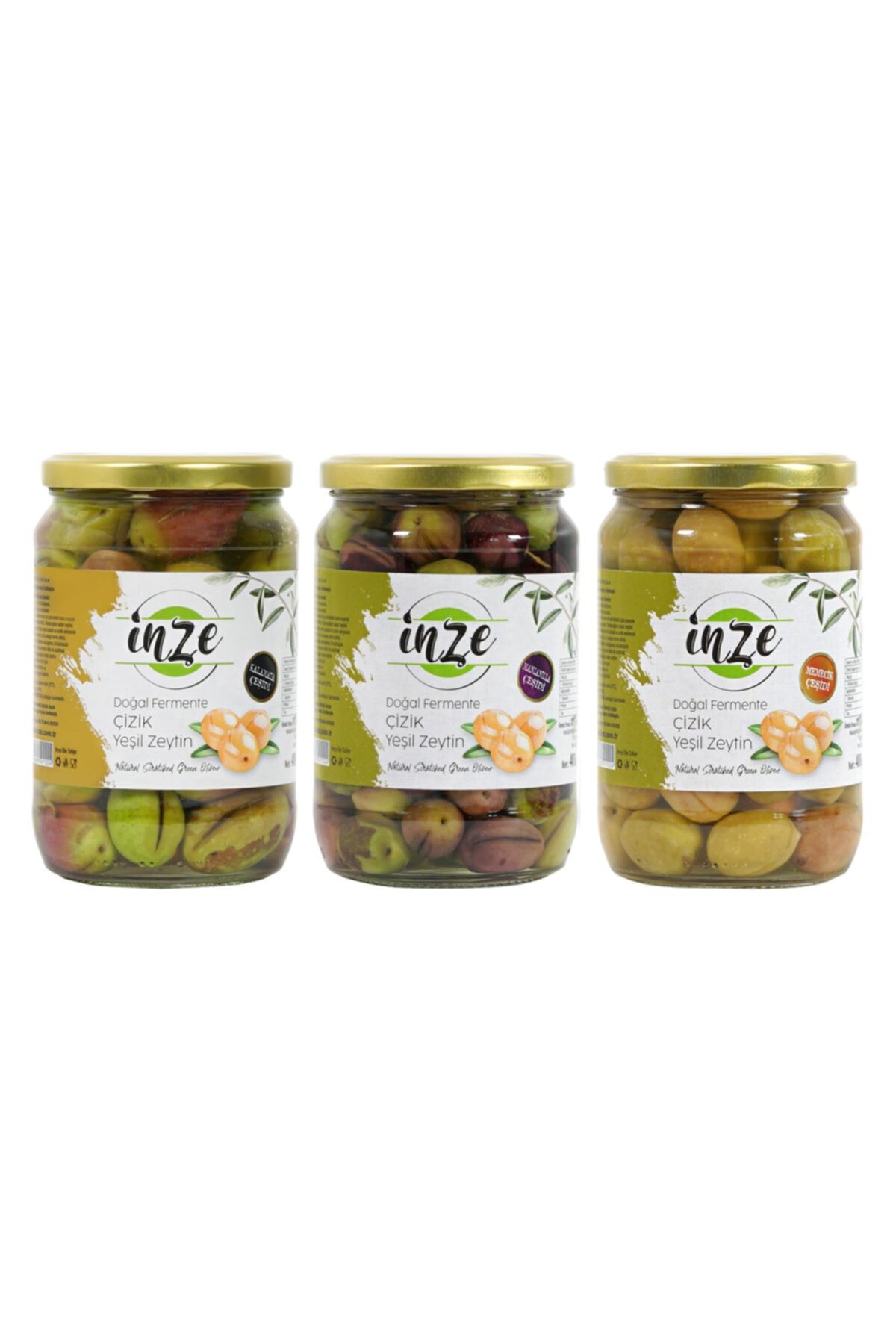 İnze Doğal Fermente Çizik Yeşil Zeytin Paketi 1.2 Kg