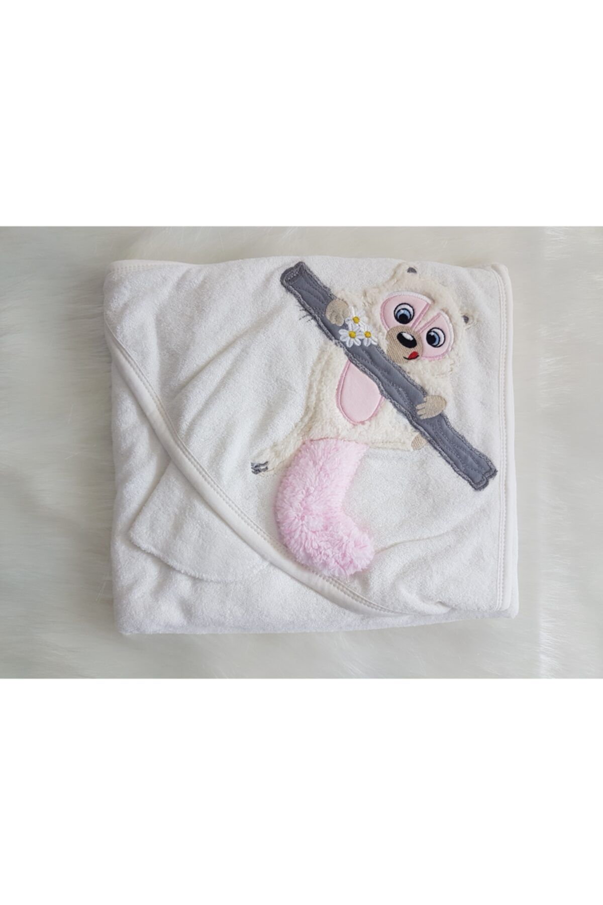Babyline Aş Rakun Nakışlı Bebek Havlusu
