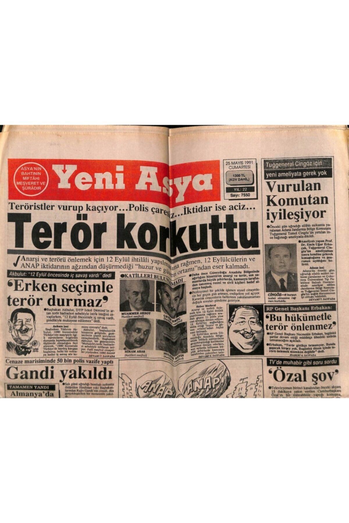 Gökçe Koleksiyon Yeni Asya Gazetesi 25 Mayıs 1991 - Doğum Günü Hediyesi Gz56122