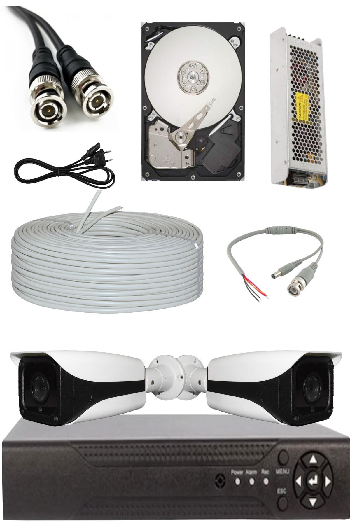 ELİTCAM Elit Metal Dahua Kasa 2 Kameralı Pro Set Full Hd 1080p Hdd Dahil