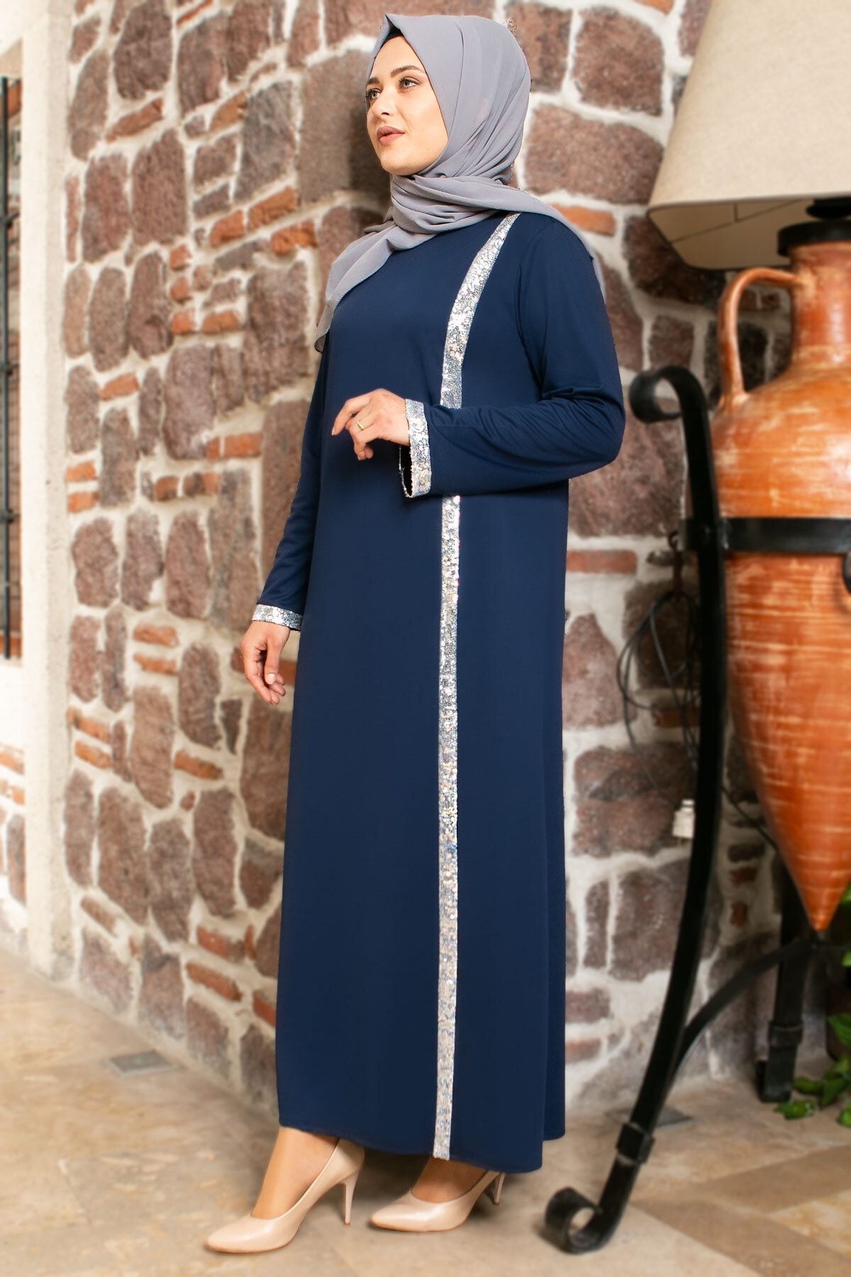 Fahima Payet Şeritli Elbise 144 cm